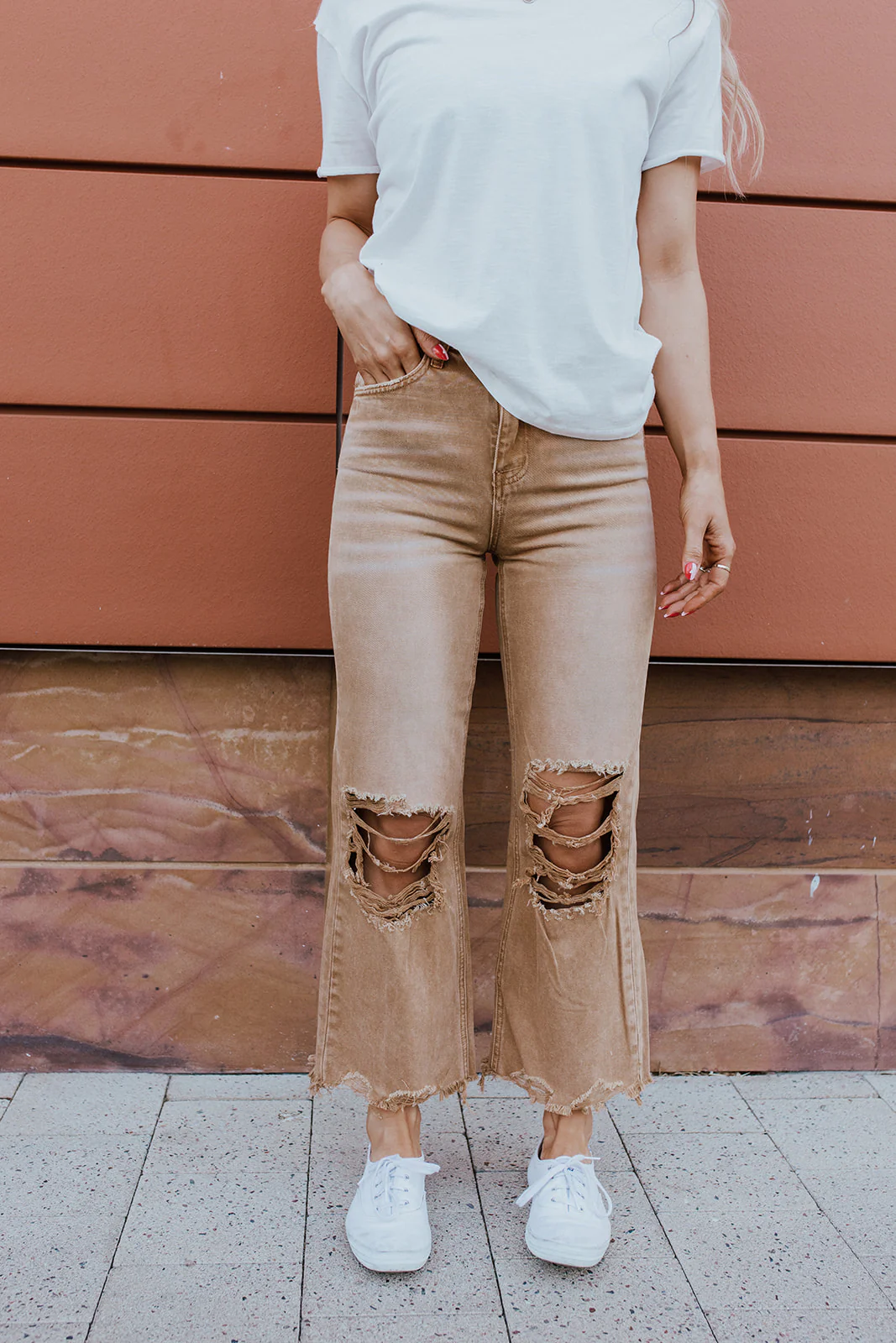 THE 90'S FLARE JEANS IN DISTRESSED COPPER BY VERVET - Image 5