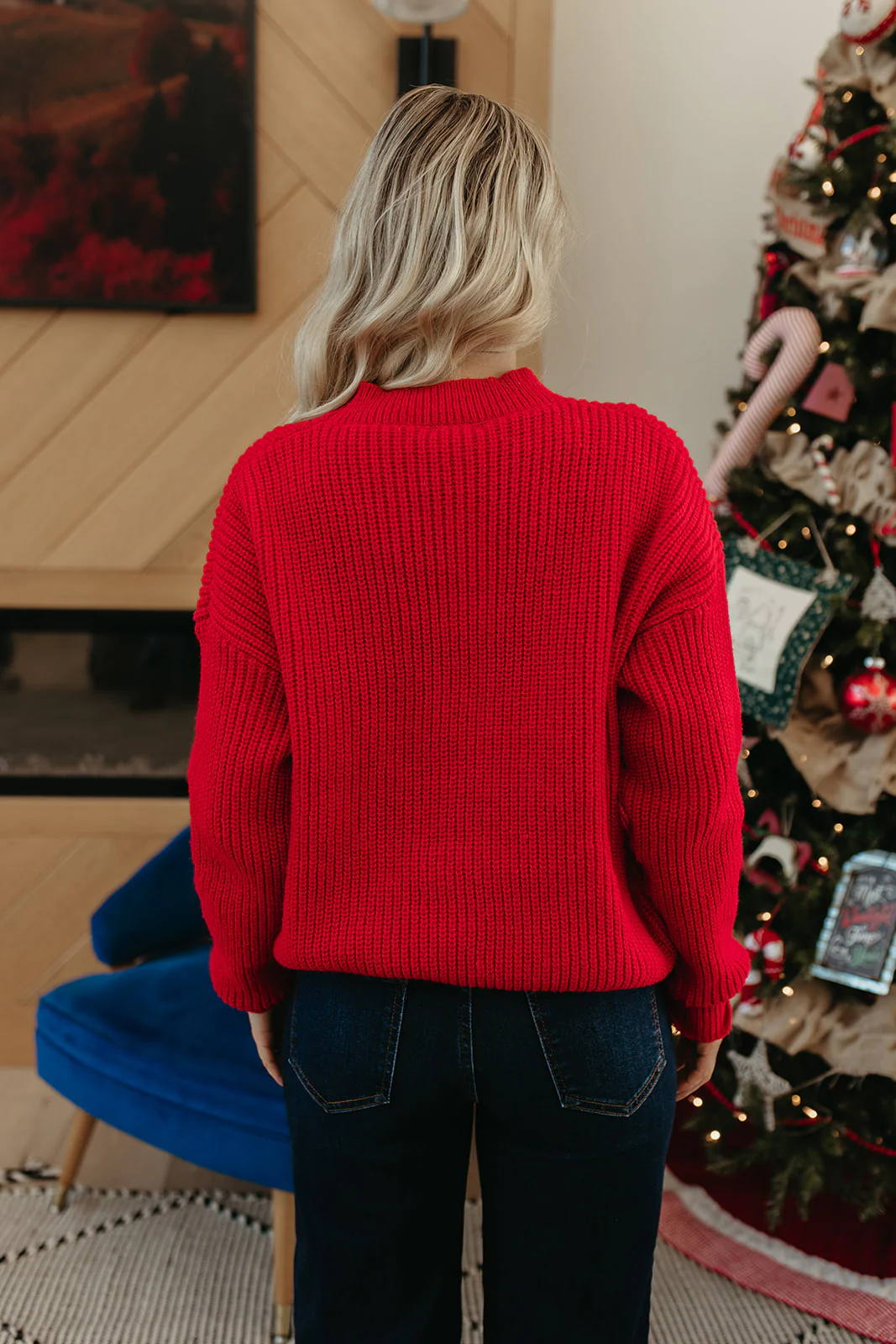THE ABIGAIL SEQUIN BOWS HOLIDAY SWEATER IN RED - Image 5