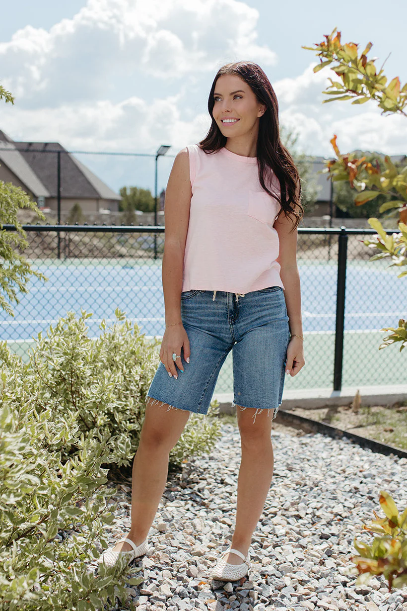 THE KHYLEE SLEEVELESS COTTON TOP IN SOFT PINK - Image 4
