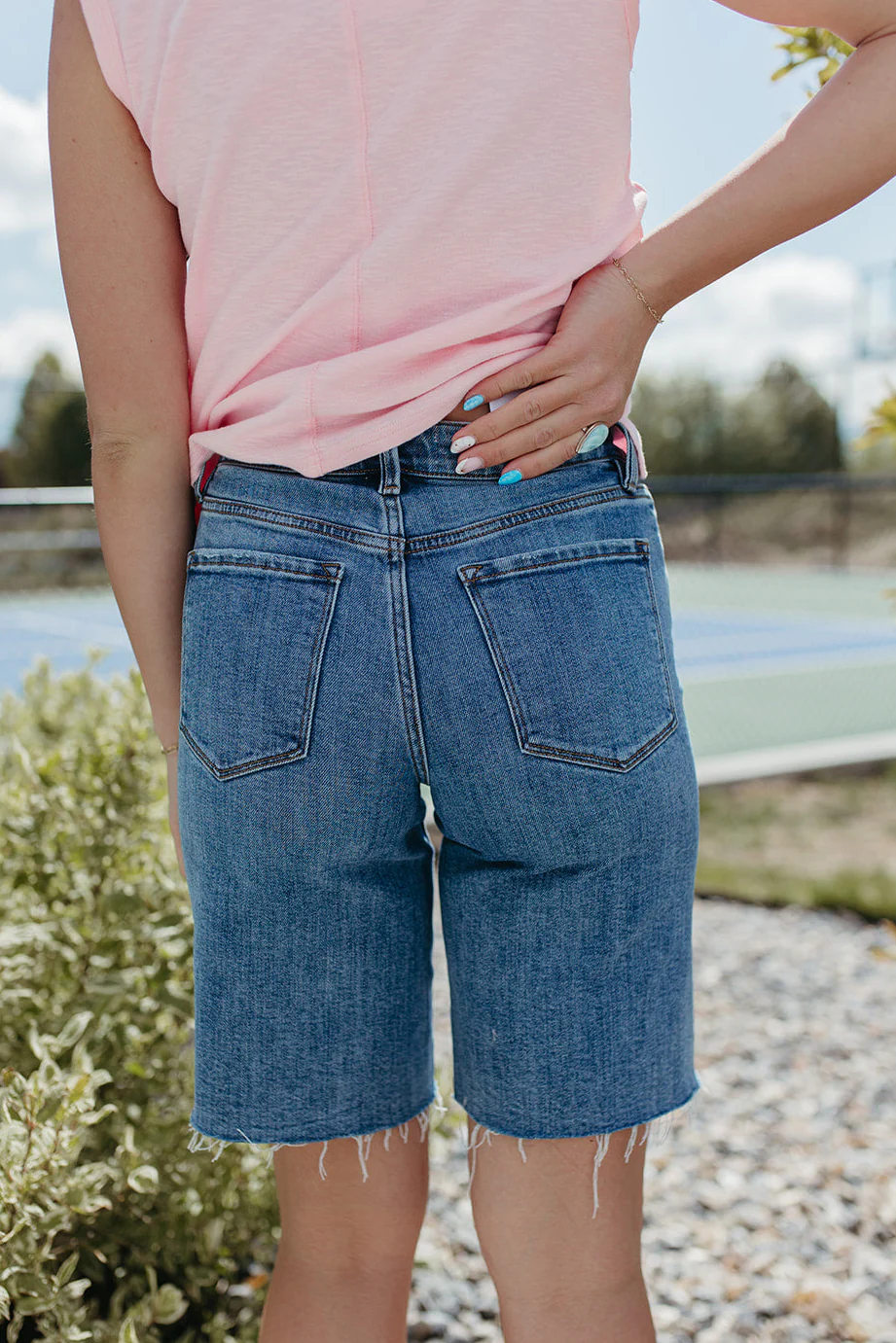 THE ADALYNN HIGH RISE WAIST TIE DENIM SHORTS - Image 6