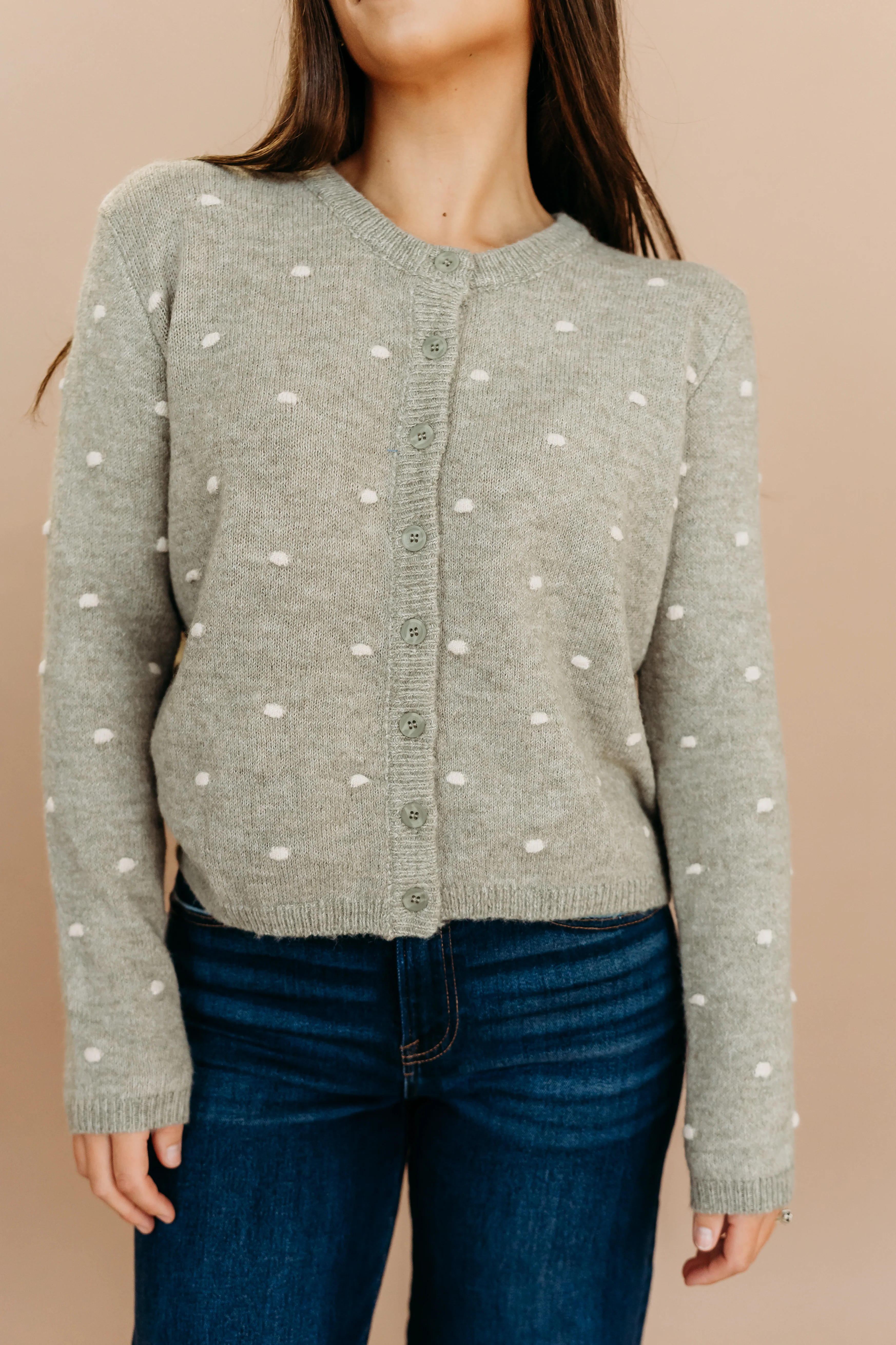 THE AELIN POLKA DOT SWEATER IN SAGE - Image 2