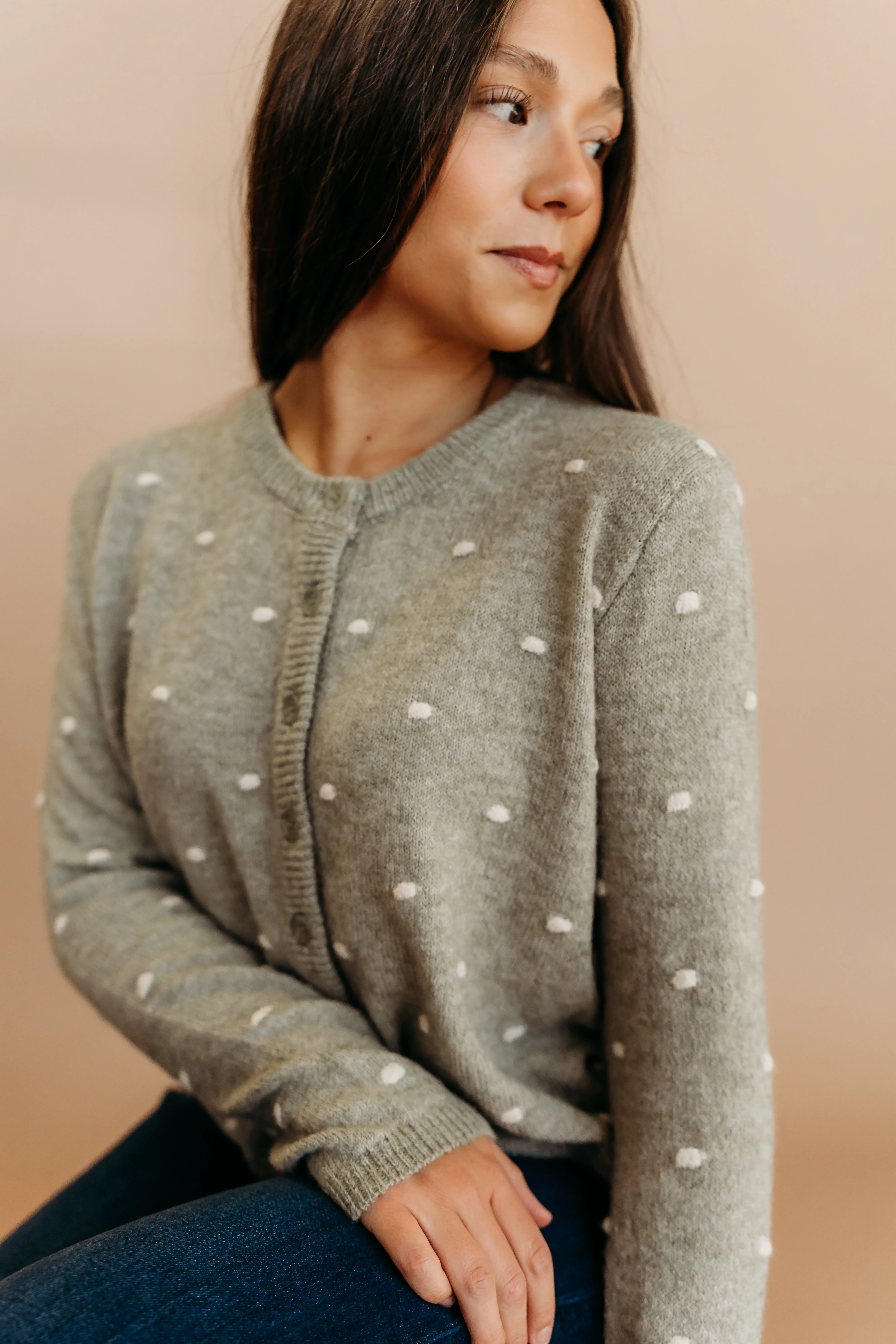 THE AELIN POLKA DOT SWEATER IN SAGE - Image 3