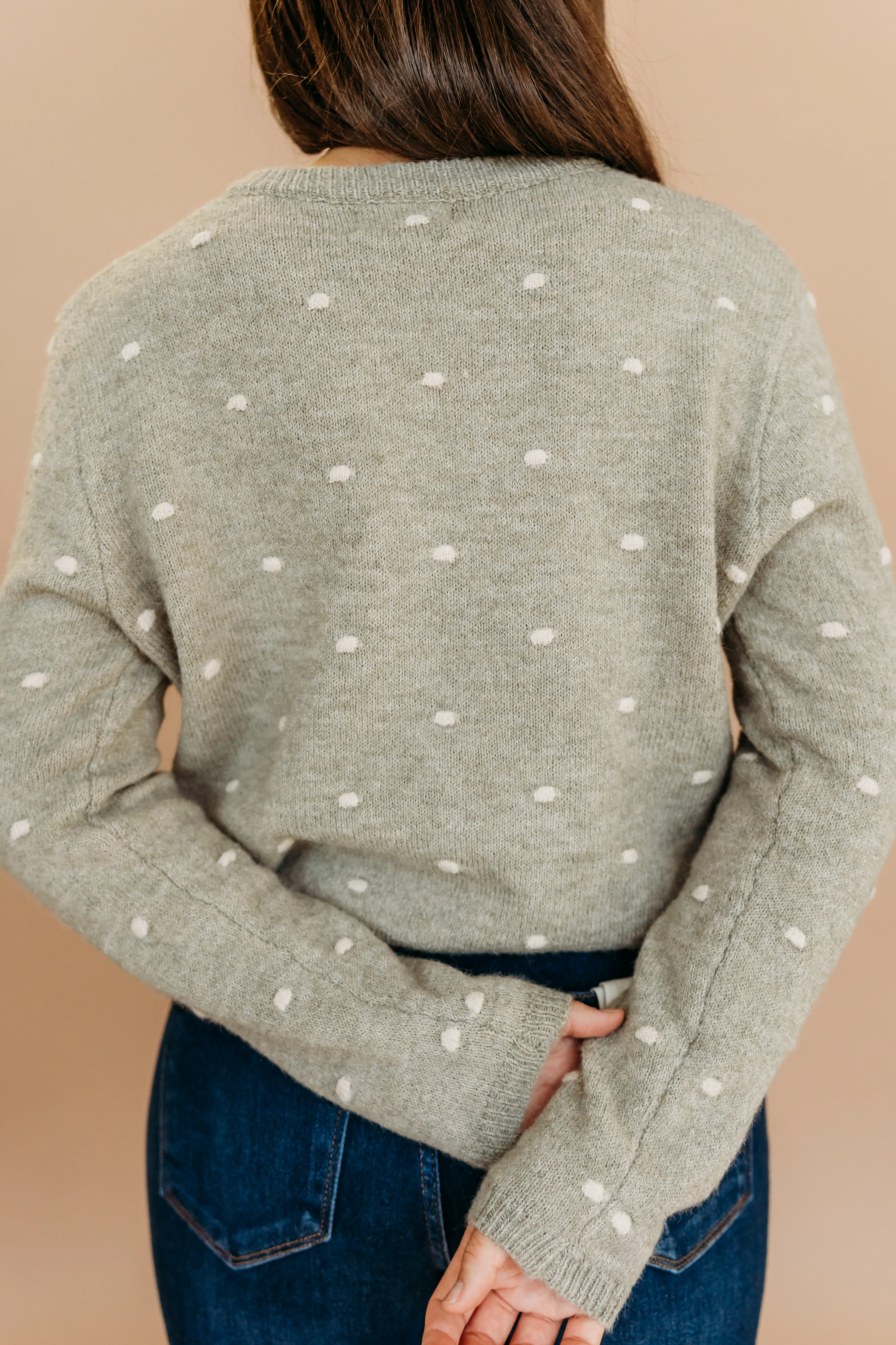 THE AELIN POLKA DOT SWEATER IN SAGE - Image 6