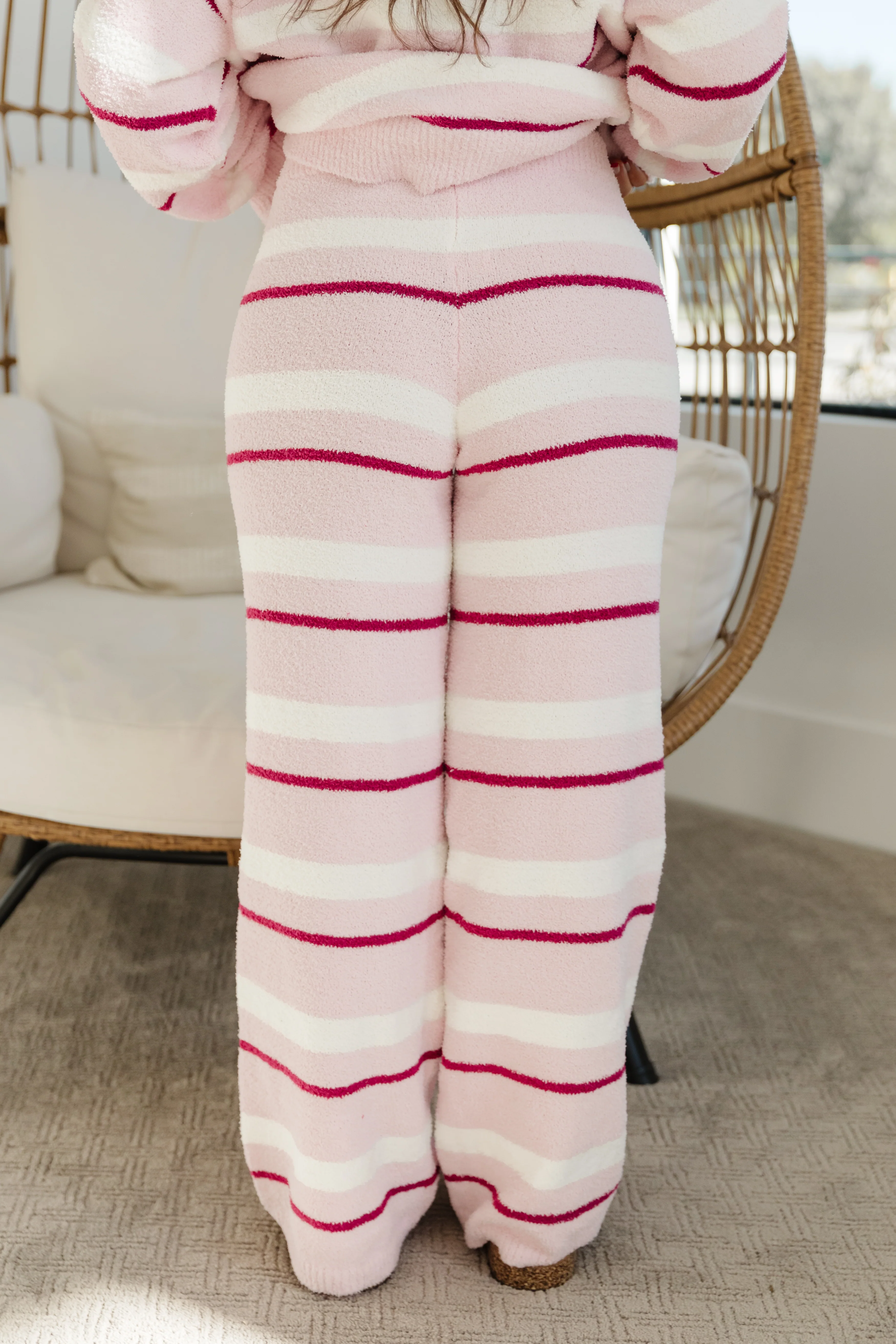 THE AIMIE COZY SWEATER SET IN PINK STRIPE - Image 5
