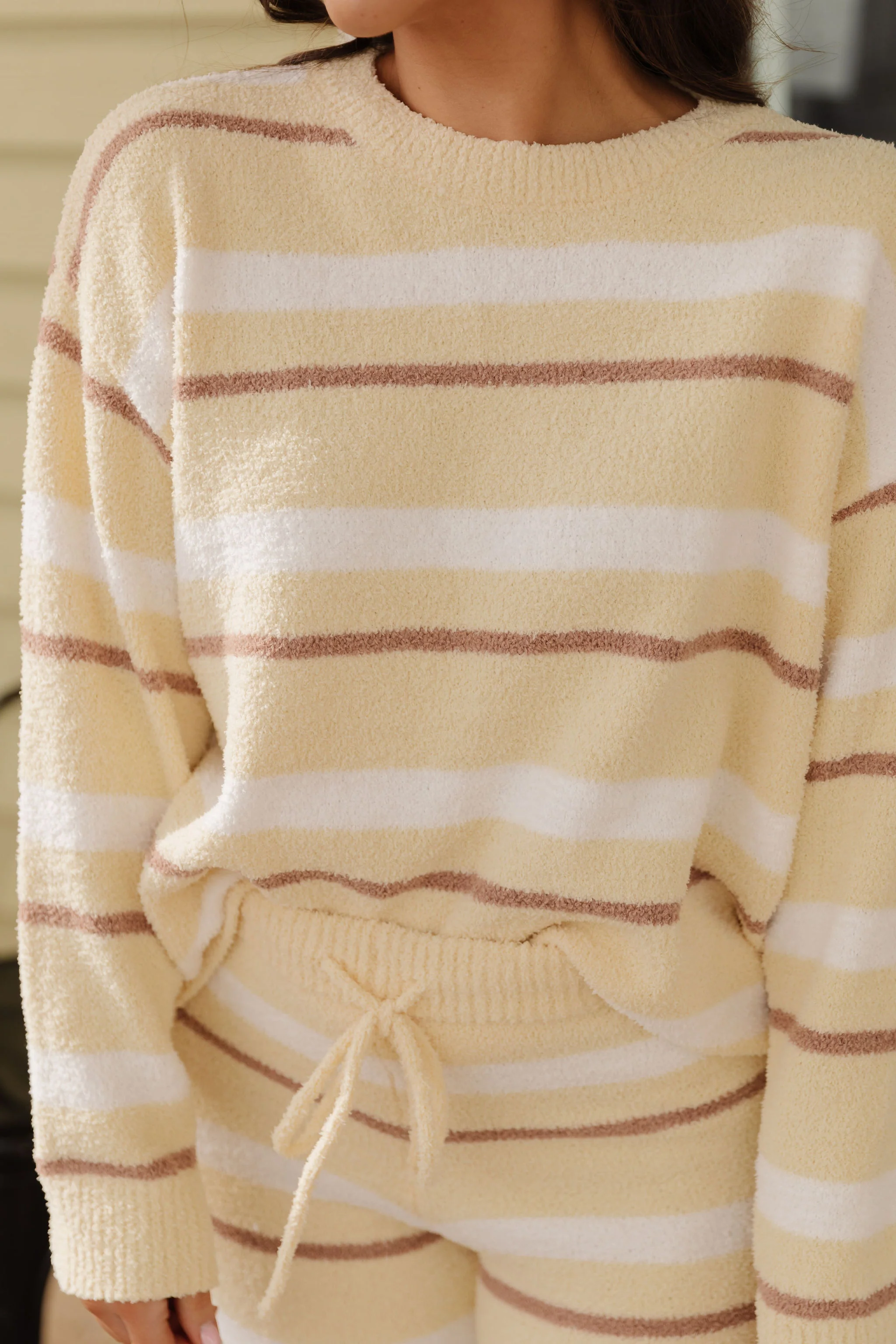 THE AIMIE COZY SWEATER SET IN YELLOW STRIPE - Image 7