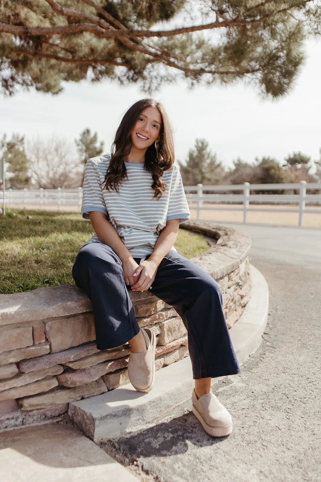 THE ALDEN STRIPED TOP IN SKY BLUE - Image 2