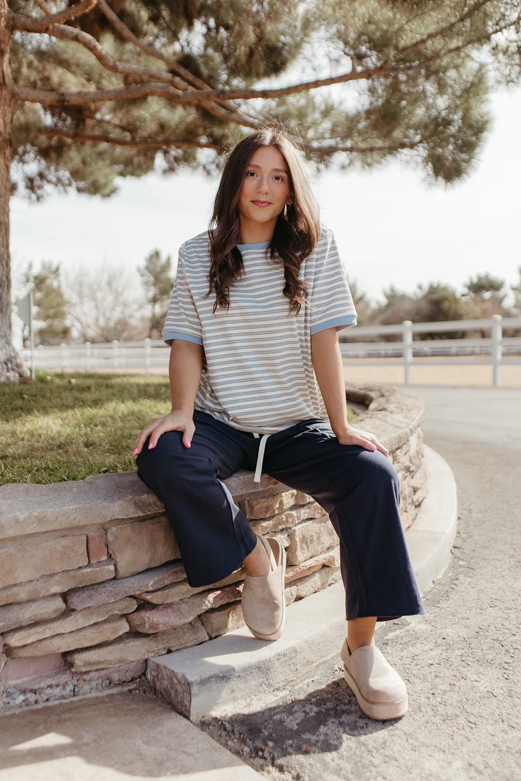 THE ALDEN STRIPED TOP IN SKY BLUE - Image 3