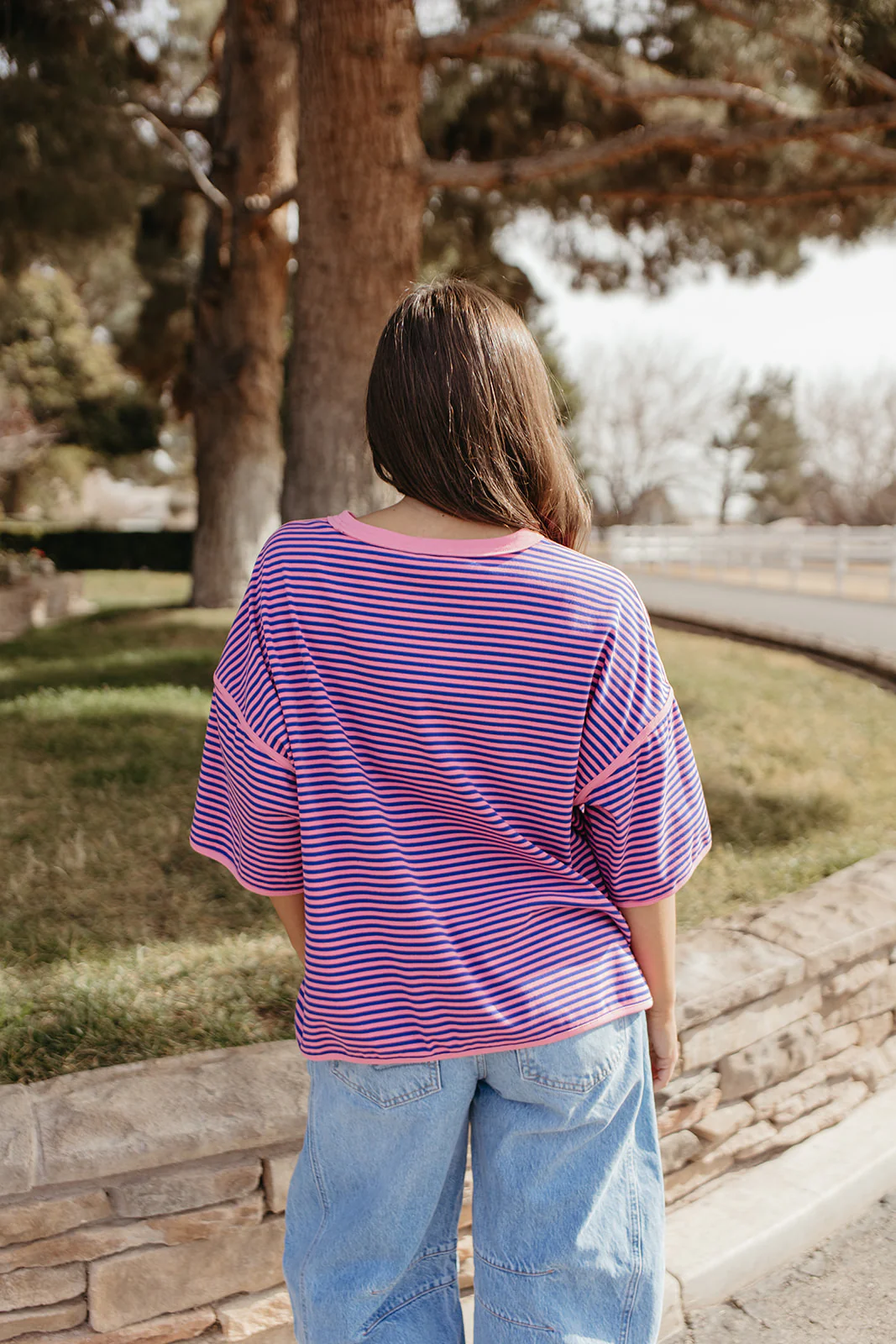 THE ALICIA STRIPED OVERSIZED KNIT TOP IN PINK - Image 5