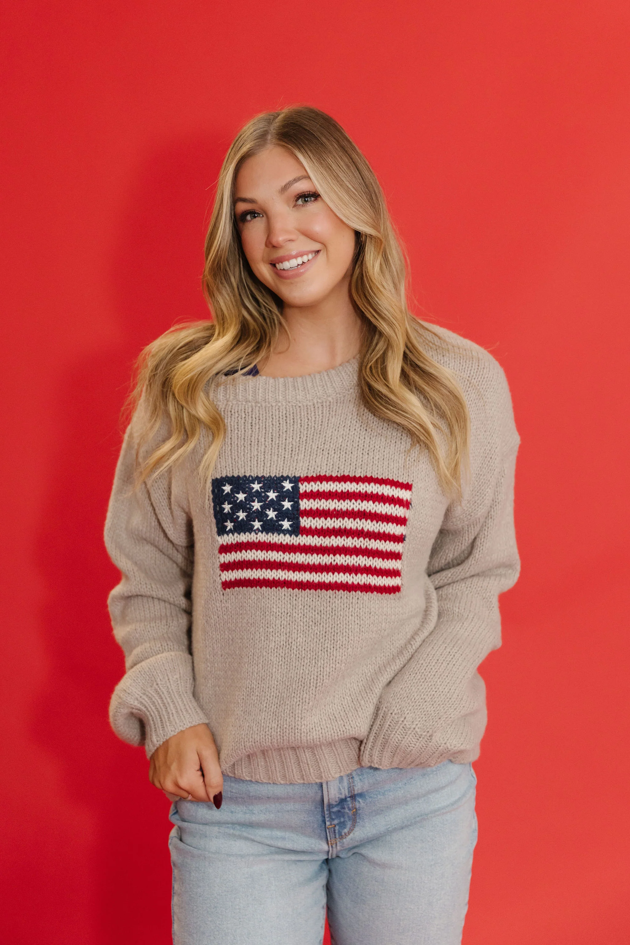 THE ALL AMERICAN OFF THE SHOULDER SWEATER IN OATMEAL - Image 4
