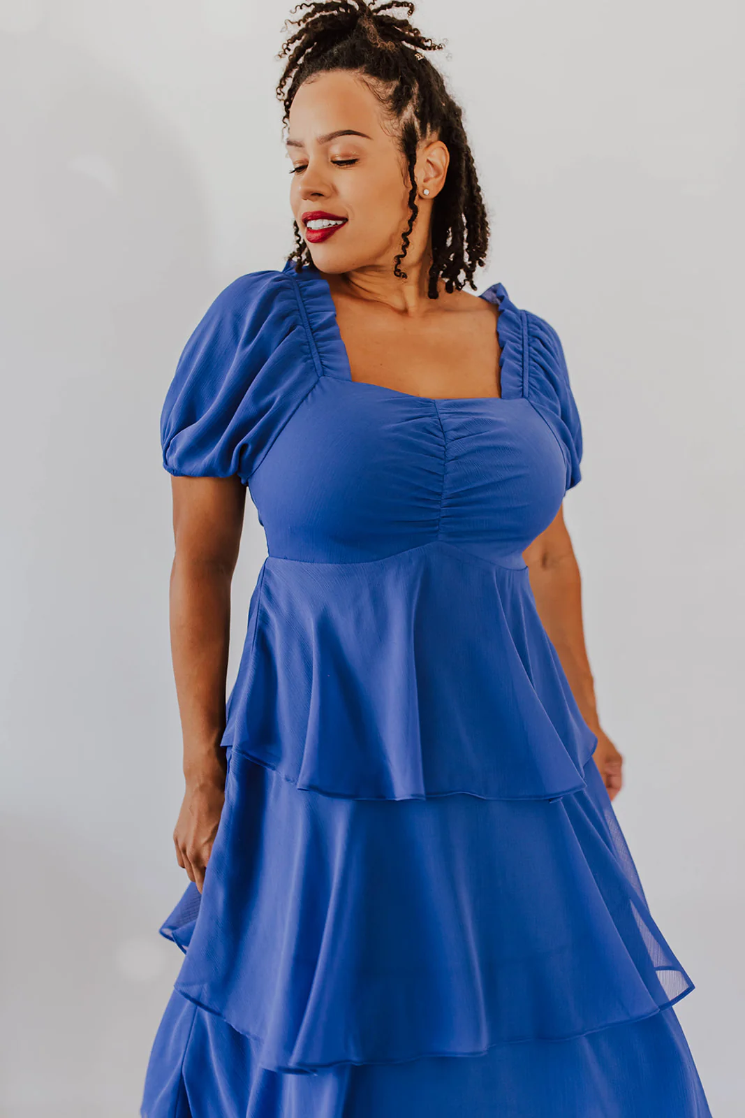 THE ANGEL CHIFFON MIDI DRESS IN ROYAL BLUE BY PINK DESERT - Image 10