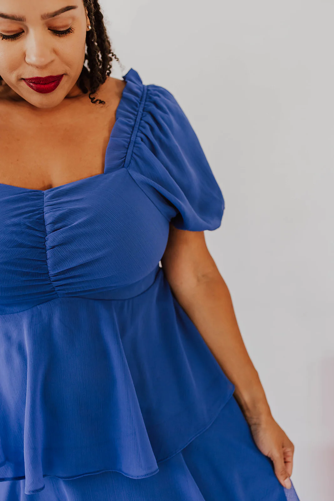 THE ANGEL CHIFFON MIDI DRESS IN ROYAL BLUE BY PINK DESERT - Image 12