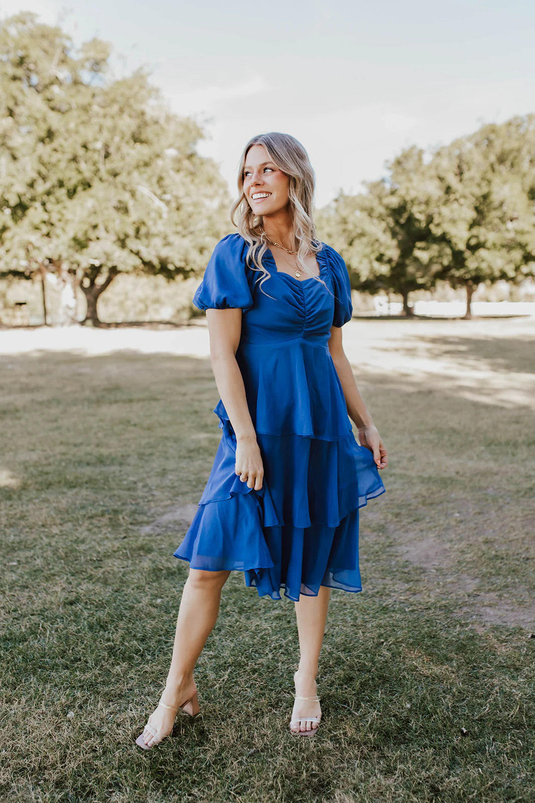 THE ANGEL CHIFFON MIDI DRESS IN ROYAL BLUE BY PINK DESERT - Image 13