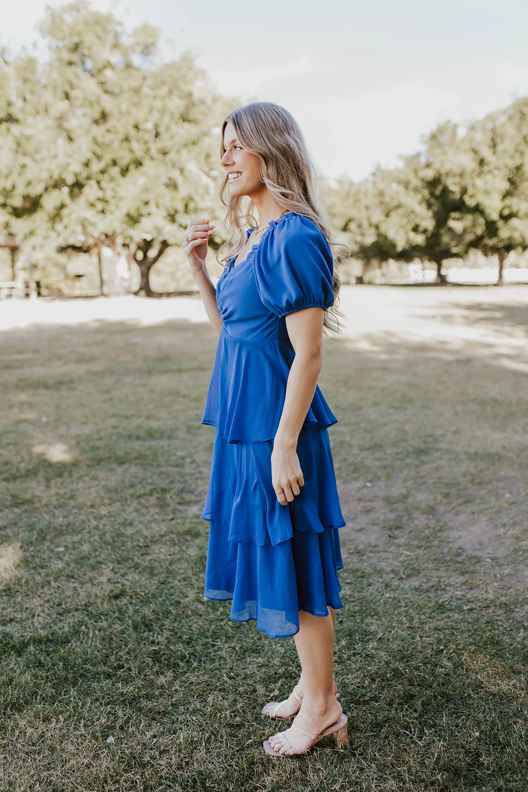 THE ANGEL CHIFFON MIDI DRESS IN ROYAL BLUE BY PINK DESERT - Image 14