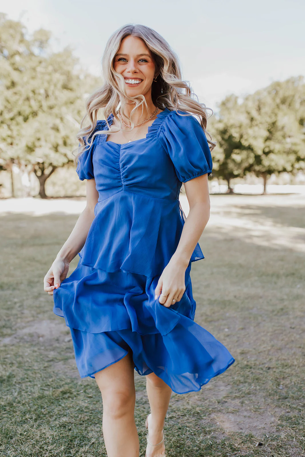 THE ANGEL CHIFFON MIDI DRESS IN ROYAL BLUE BY PINK DESERT - Image 15