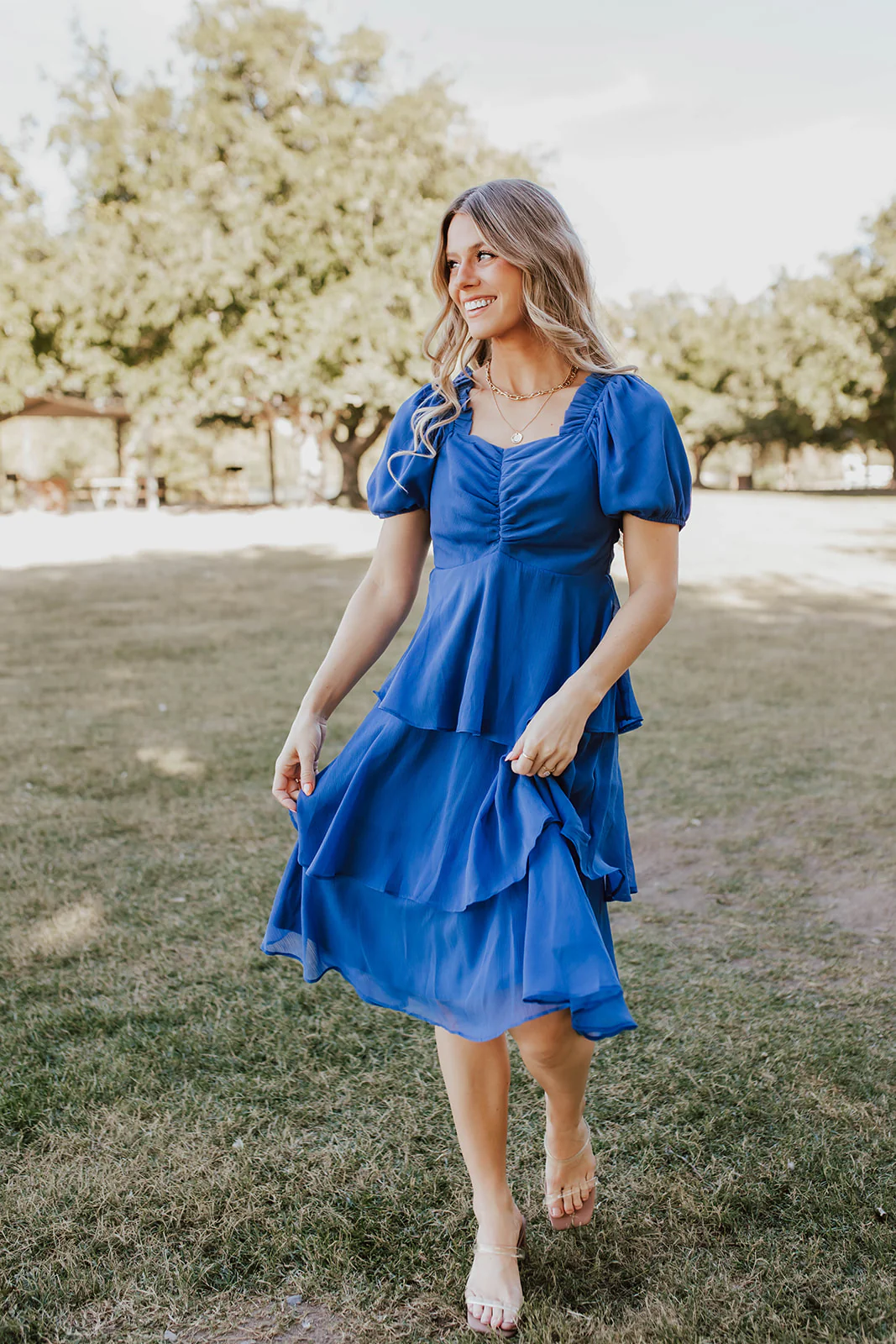 THE ANGEL CHIFFON MIDI DRESS IN ROYAL BLUE BY PINK DESERT - Image 16