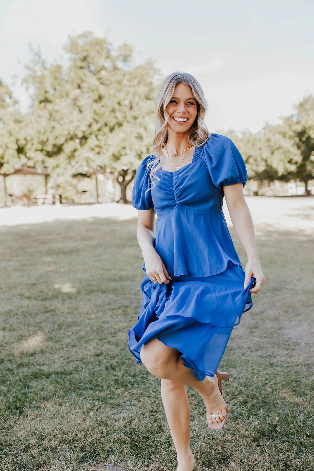 THE ANGEL CHIFFON MIDI DRESS IN ROYAL BLUE BY PINK DESERT - Image 17
