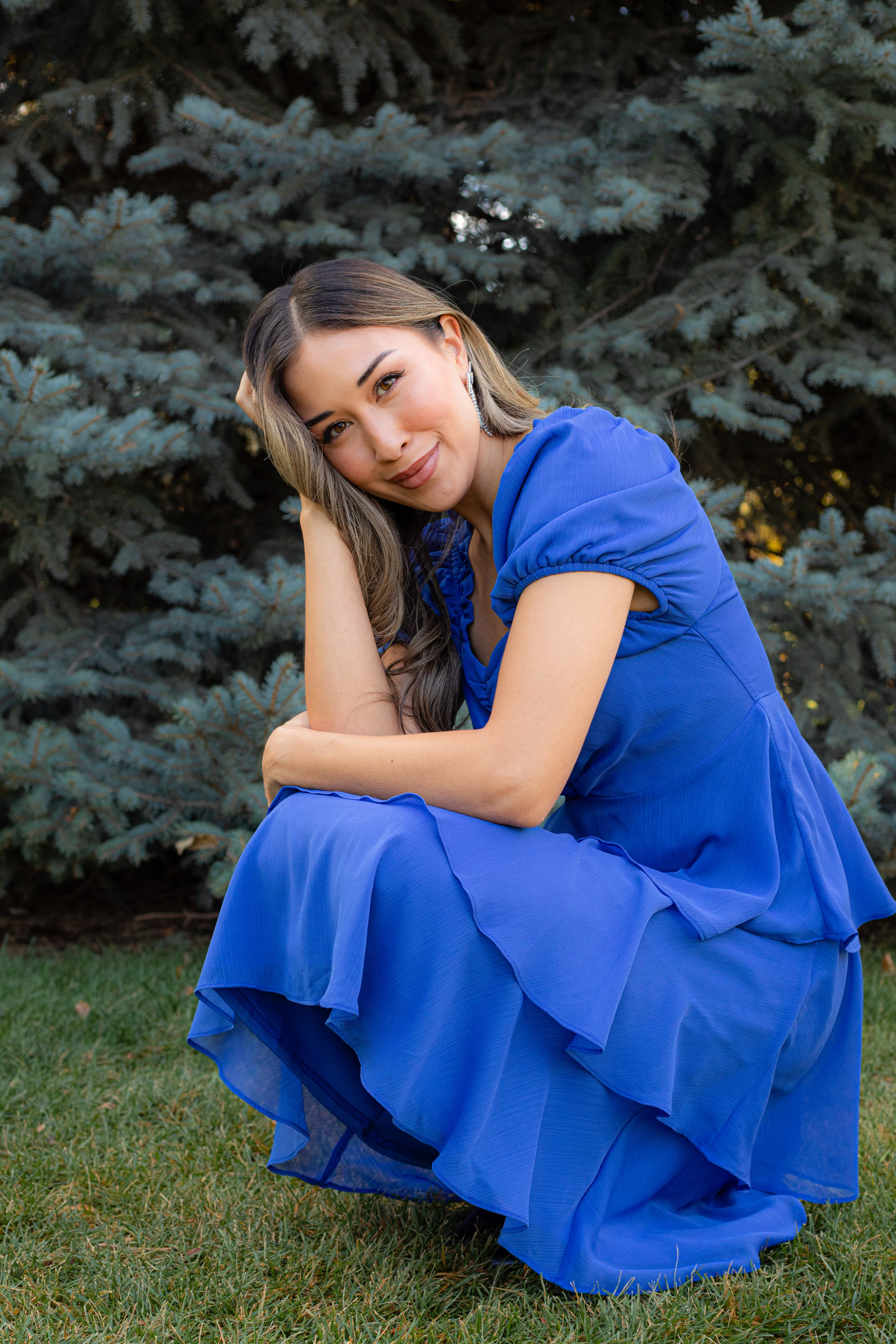THE ANGEL CHIFFON MIDI DRESS IN ROYAL BLUE BY PINK DESERT - Image 4