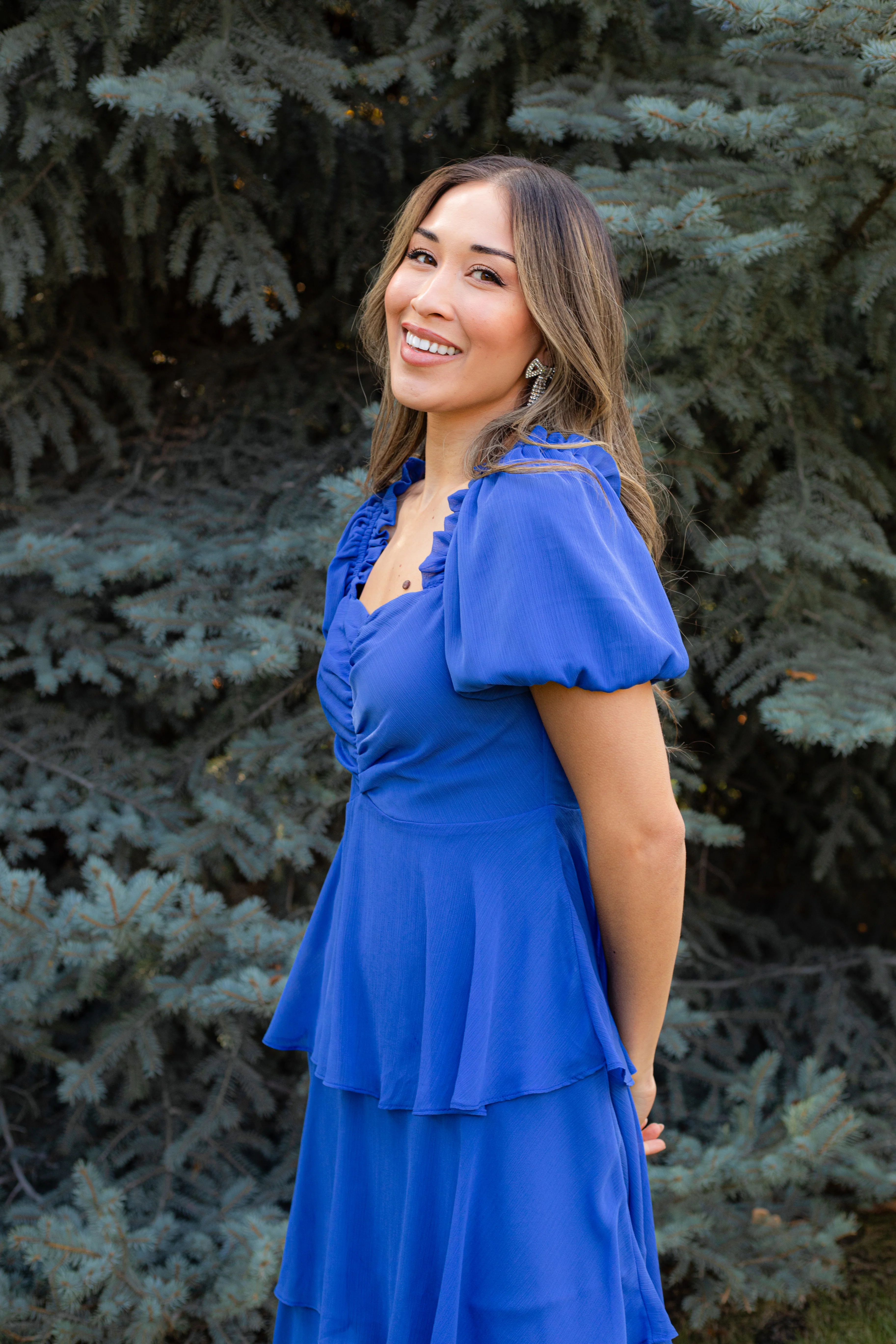 THE ANGEL CHIFFON MIDI DRESS IN ROYAL BLUE BY PINK DESERT - Image 5