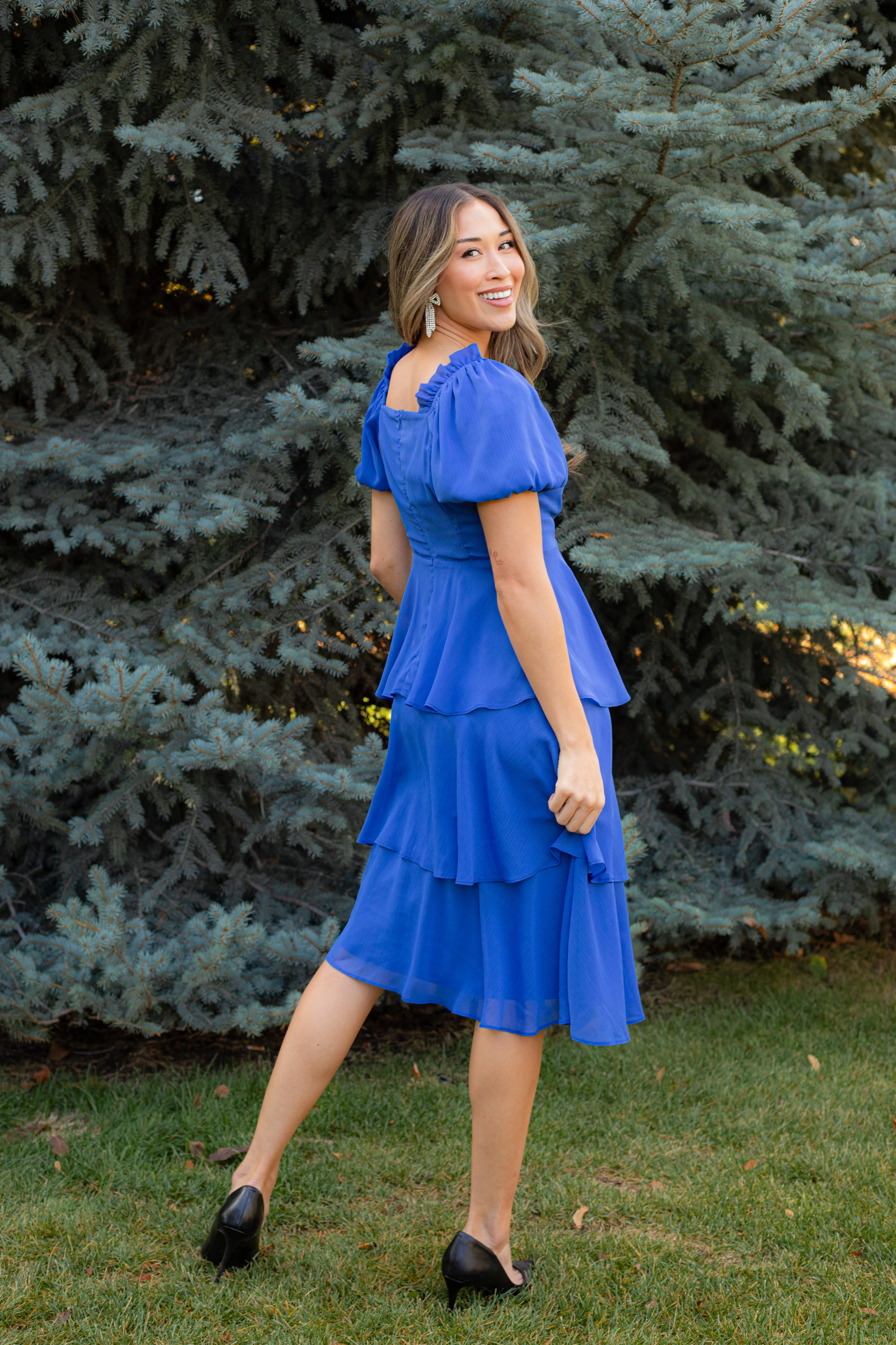 THE ANGEL CHIFFON MIDI DRESS IN ROYAL BLUE BY PINK DESERT - Image 6