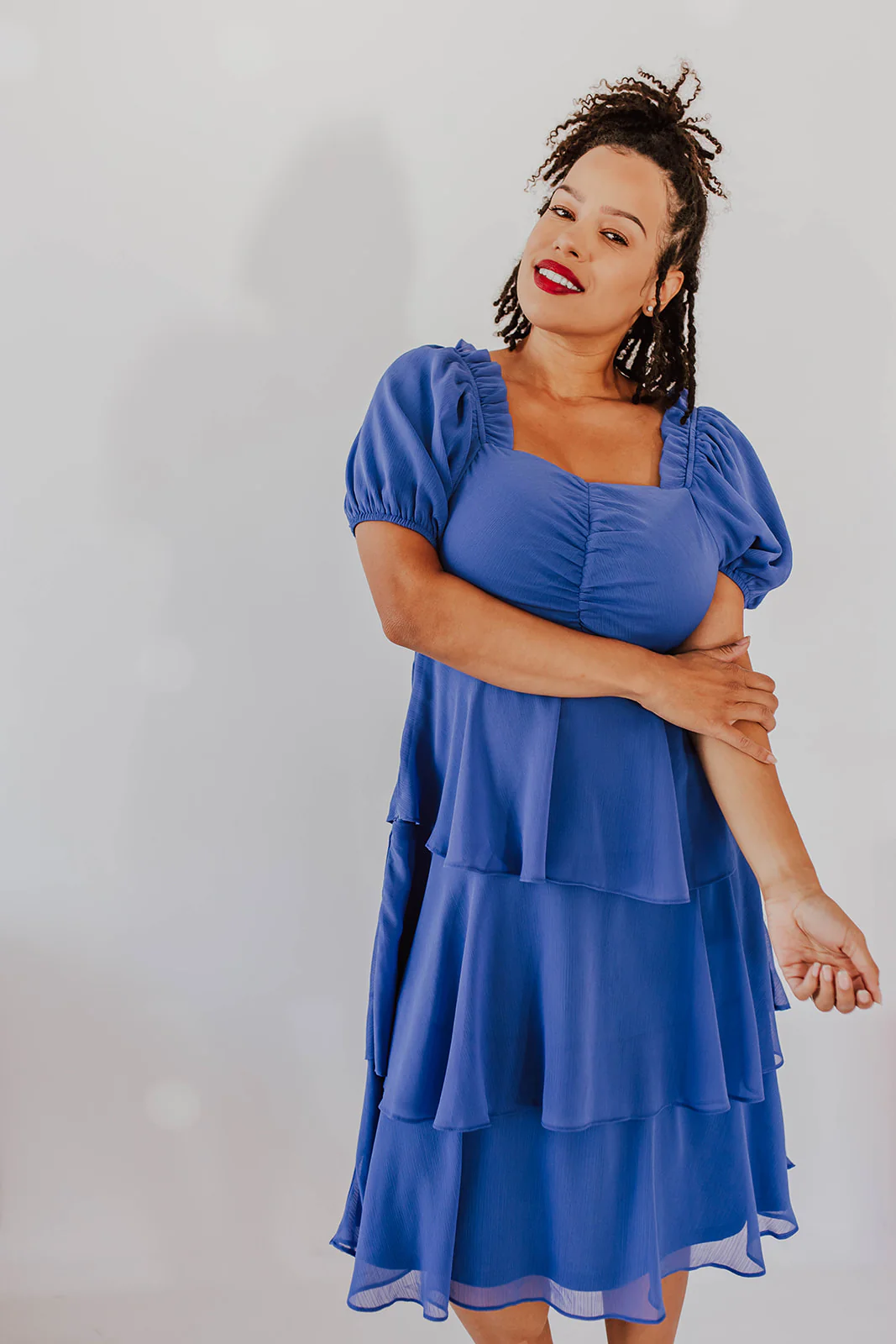 THE ANGEL CHIFFON MIDI DRESS IN ROYAL BLUE BY PINK DESERT - Image 7