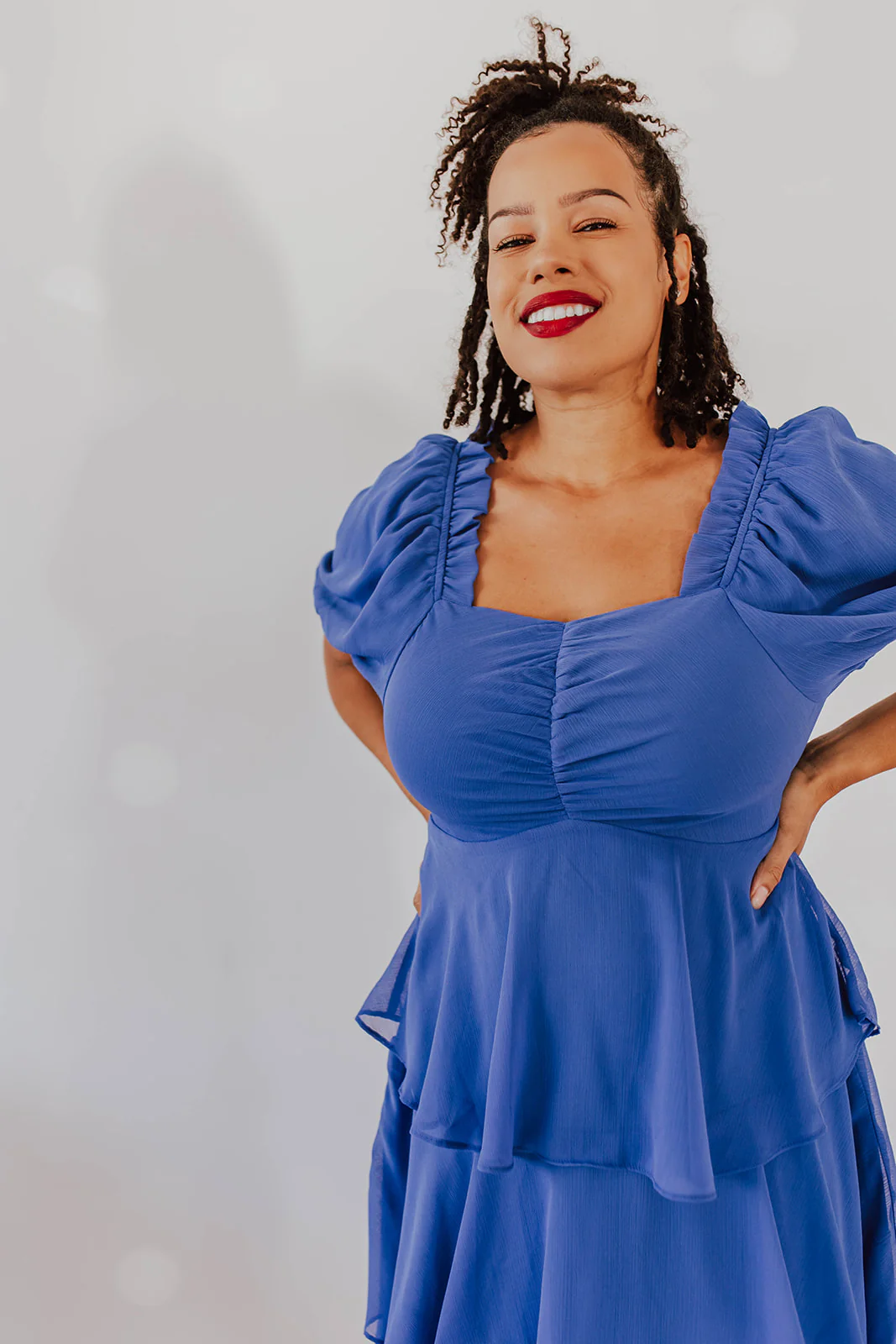 THE ANGEL CHIFFON MIDI DRESS IN ROYAL BLUE BY PINK DESERT - Image 8