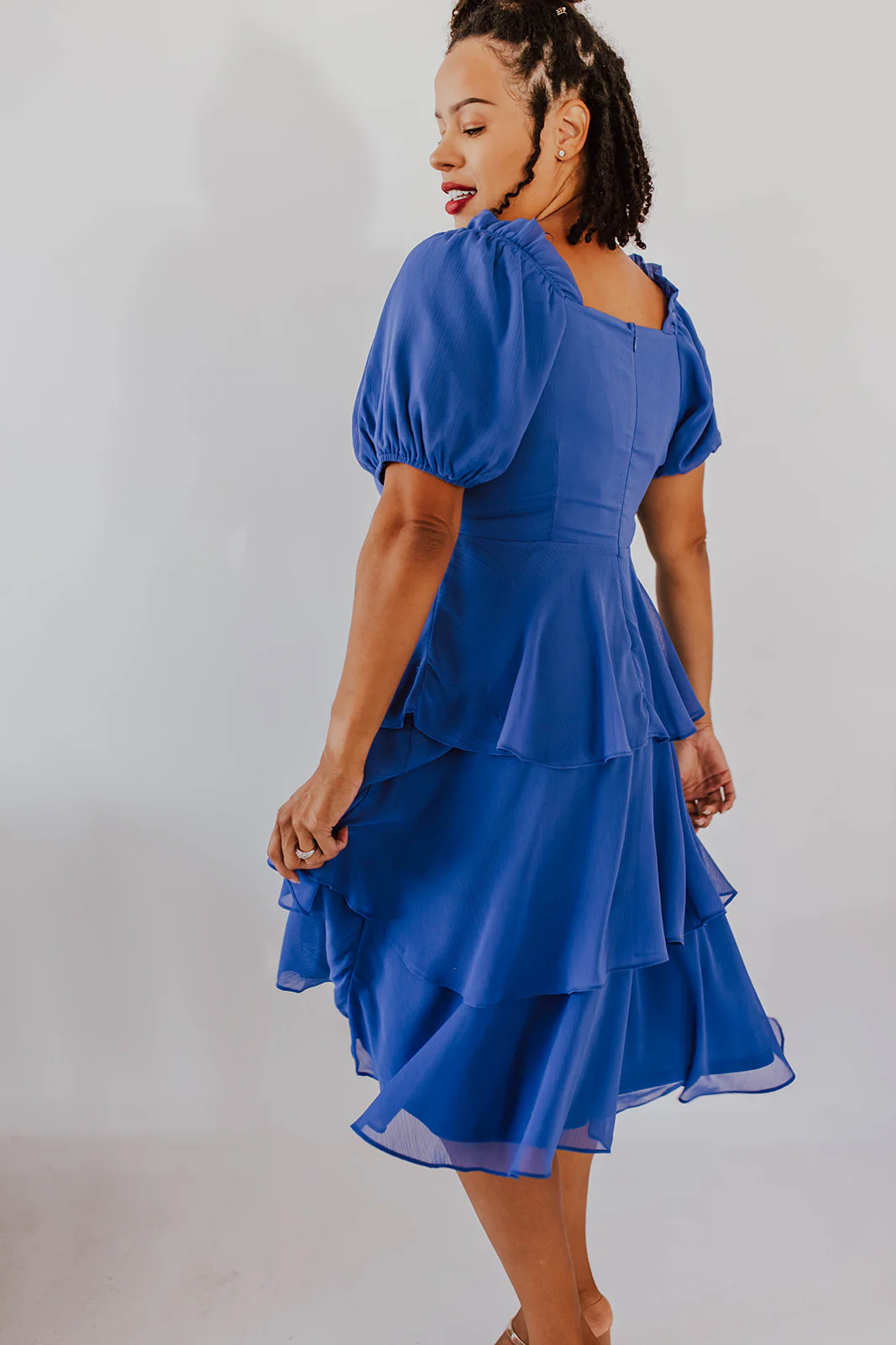 THE ANGEL CHIFFON MIDI DRESS IN ROYAL BLUE BY PINK DESERT - Image 9