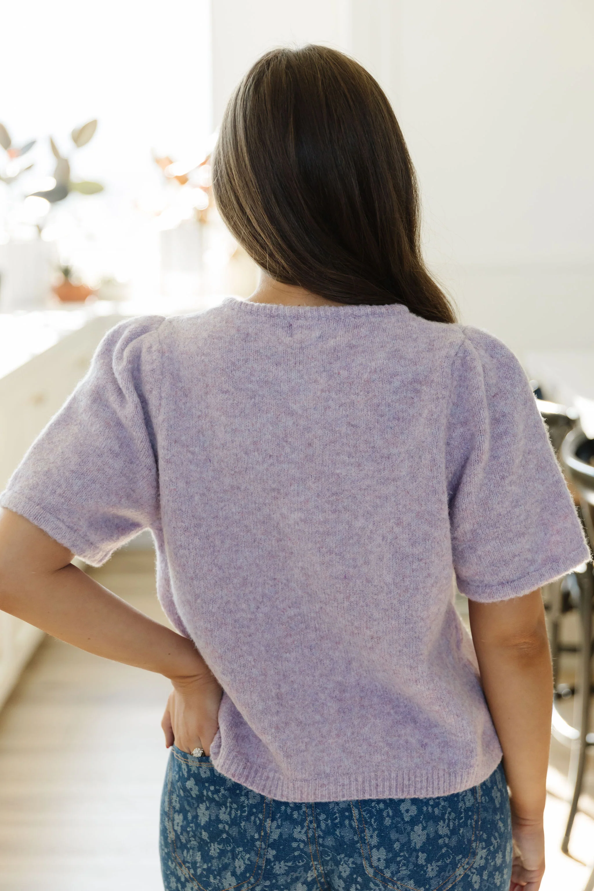 THE ASPEN SHORT SLEEVE CARDIGAN IN LAVENDER - Image 5