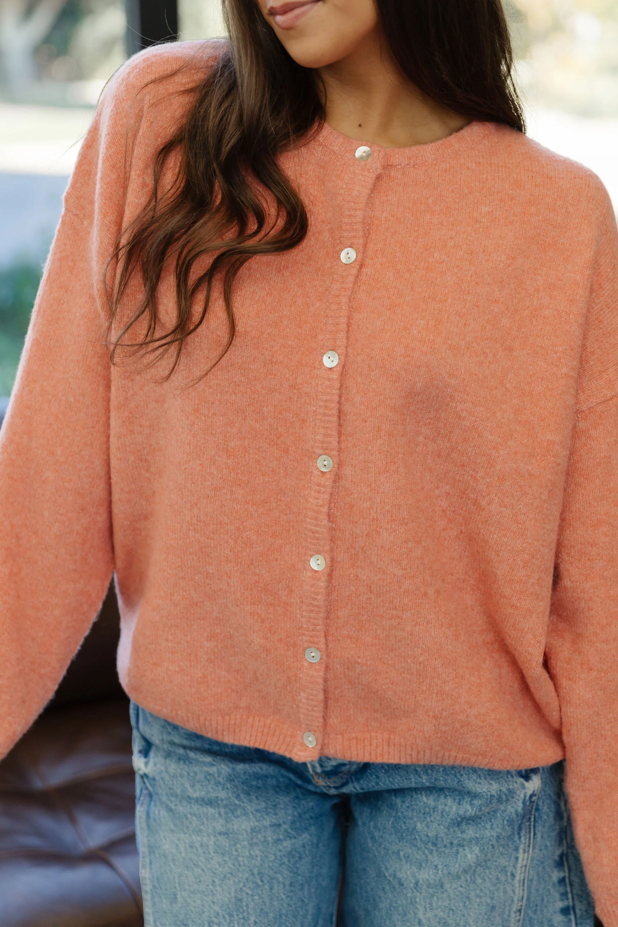 THE AURORA SWEATER CARDIGAN IN ORANGE - Image 3