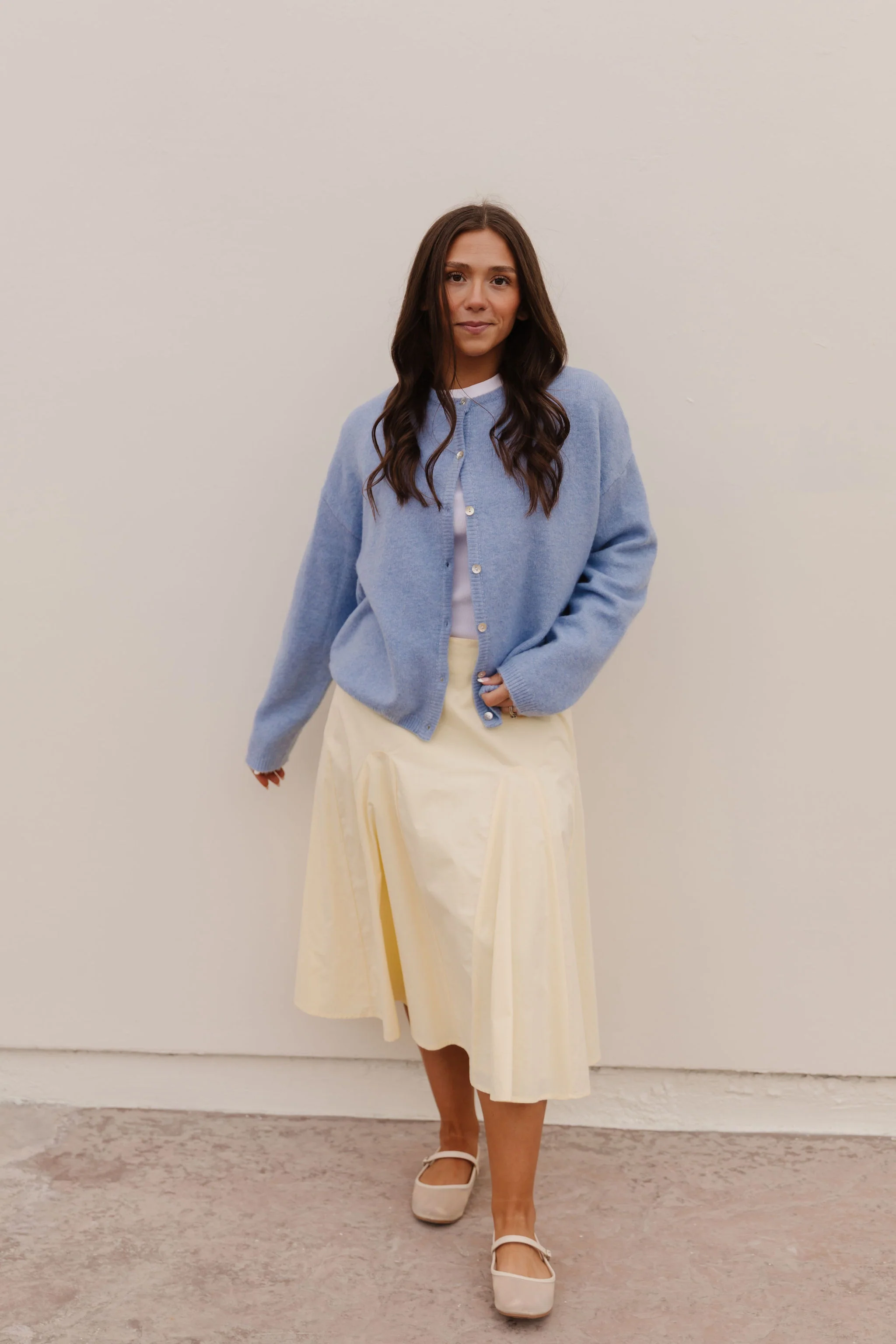 THE AURORA SWEATER CARDIGAN IN SKY BLUE - Image 4