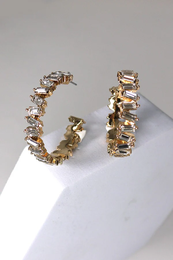 THE BAGUETTE STONE HOOP LARGE EARRINGS - Image 2