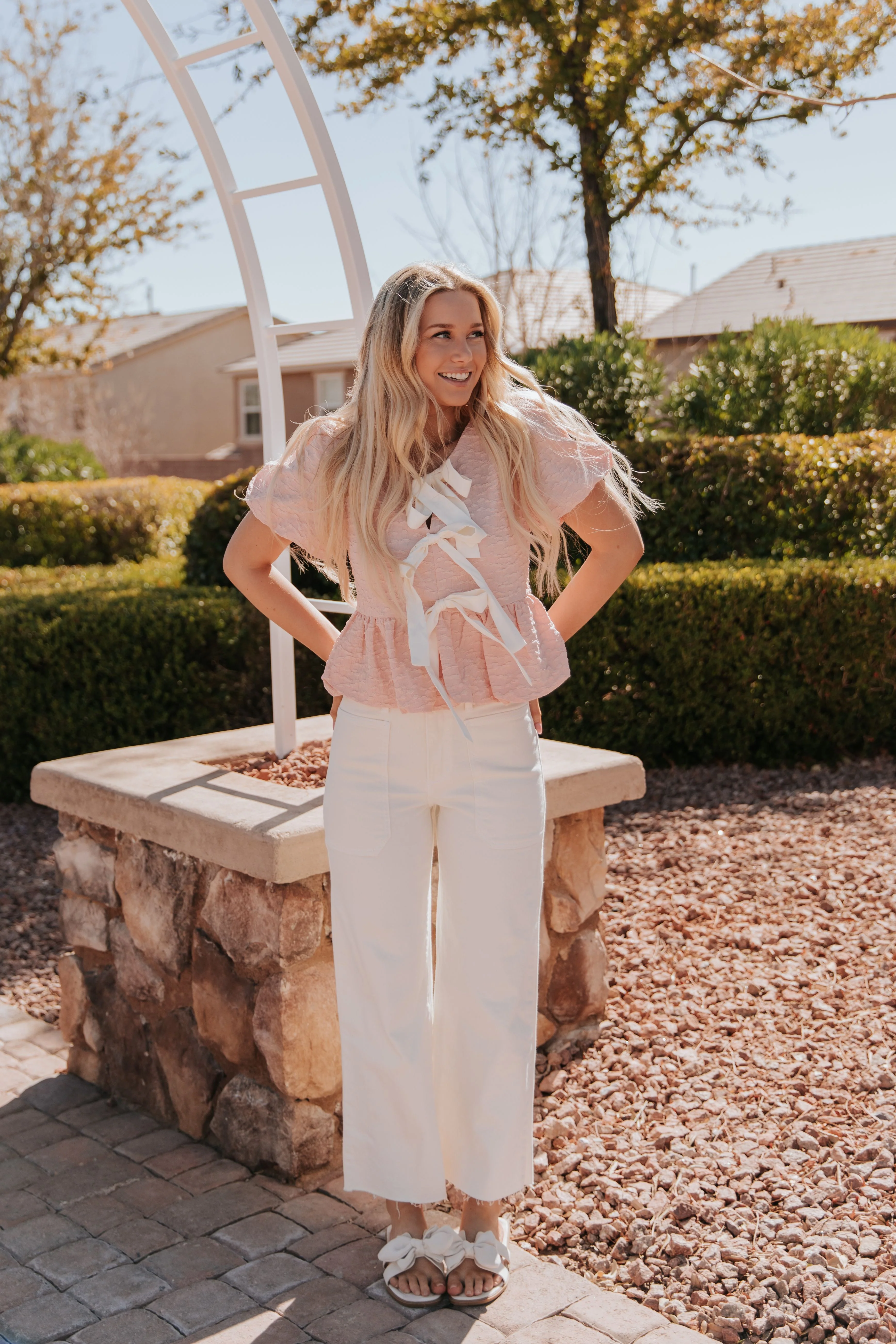 THE BAMBI BUBBLE BABYDOLL BLOUSE IN PEACH - Image 6