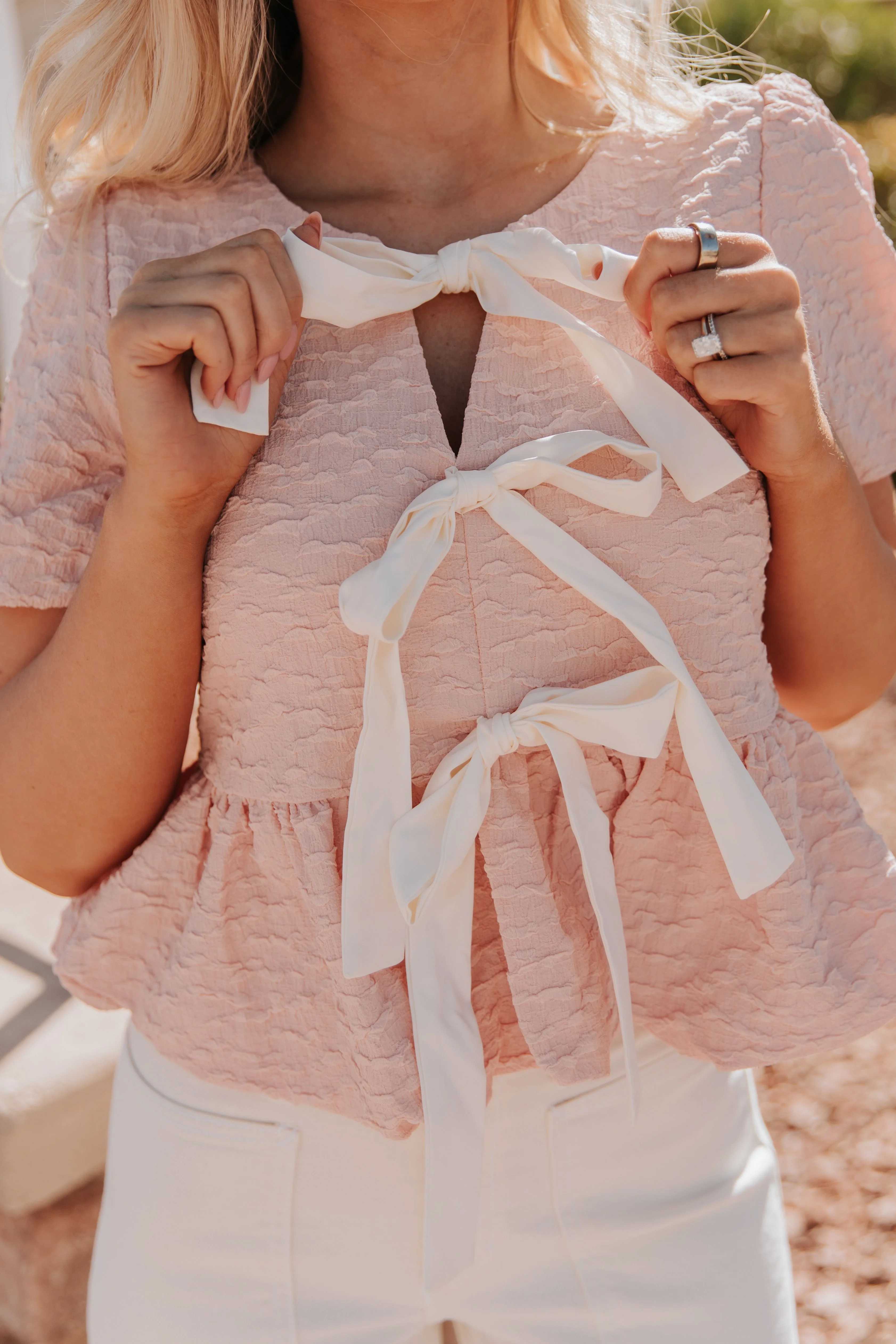 THE BAMBI BUBBLE BABYDOLL BLOUSE IN PEACH - Image 7