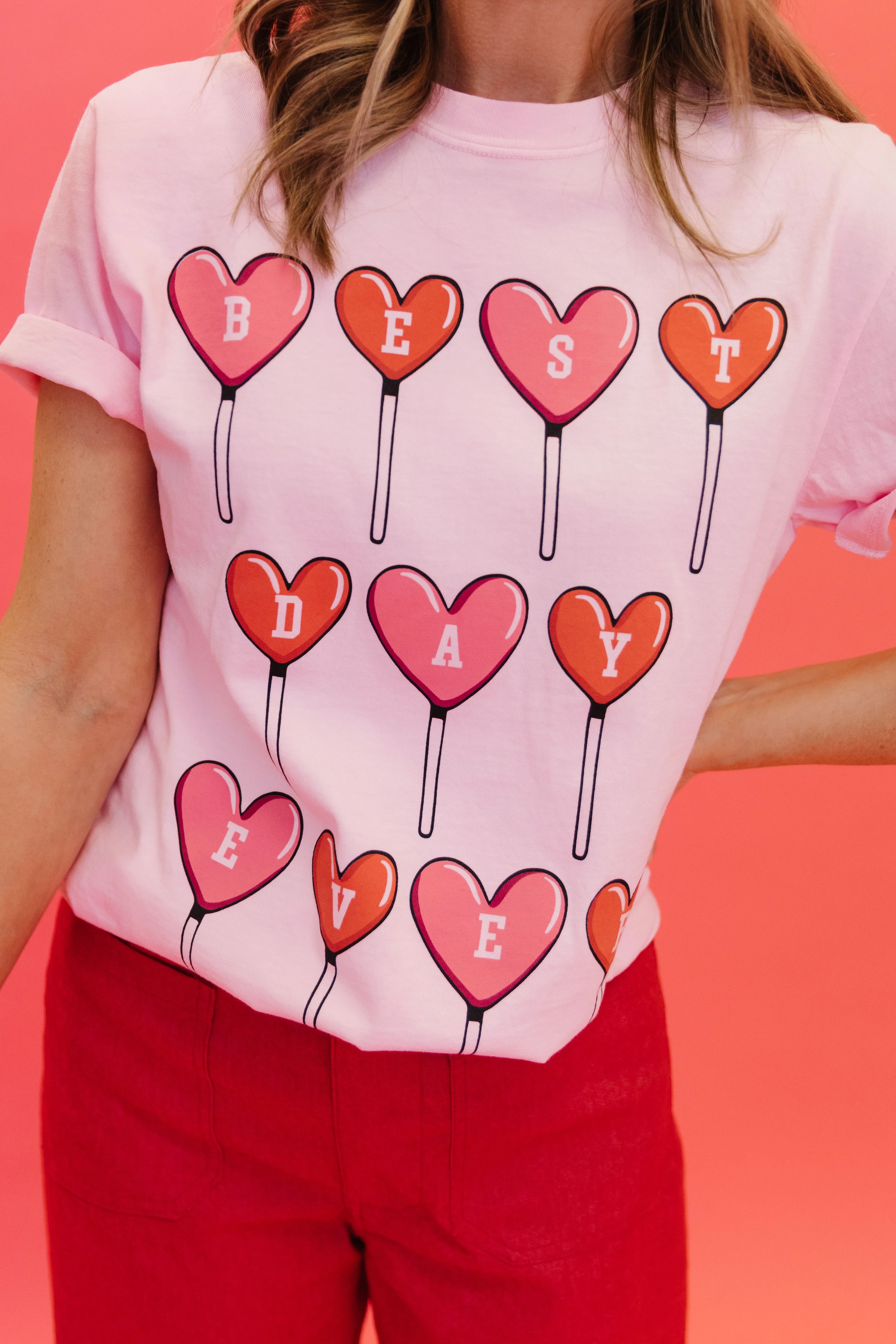 THE BEST DAY EVER TEE IN LOLLIPOP PINK BY PINK DESERT - Image 3