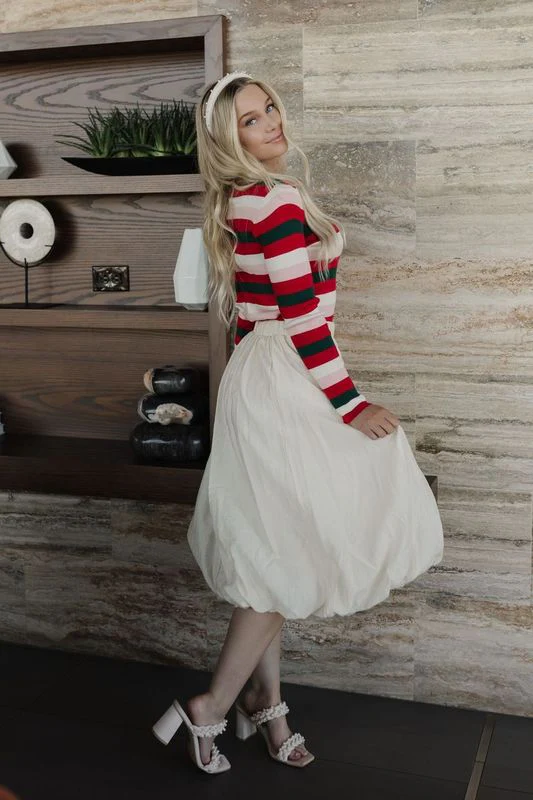 THE BONNIE CRINKLE BUBBLE MIDI SKIRT IN CREAM - Image 6