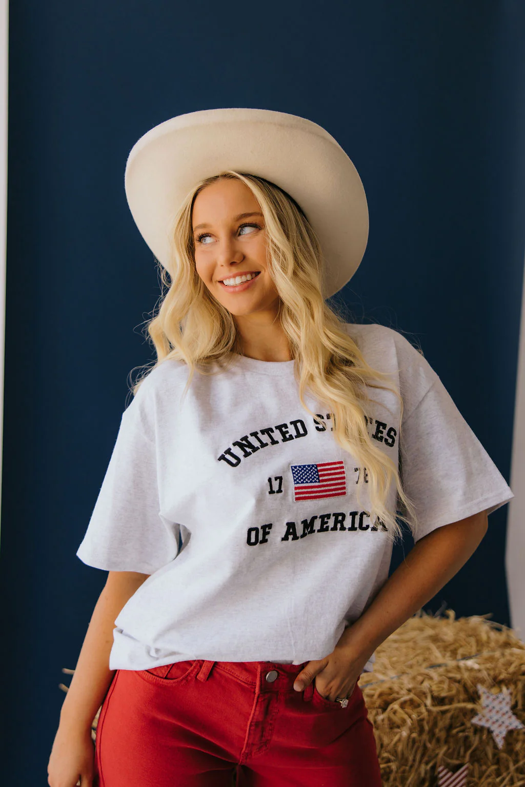 THE BOSTON USA OVERSIZED TEE IN HEATHER GREY