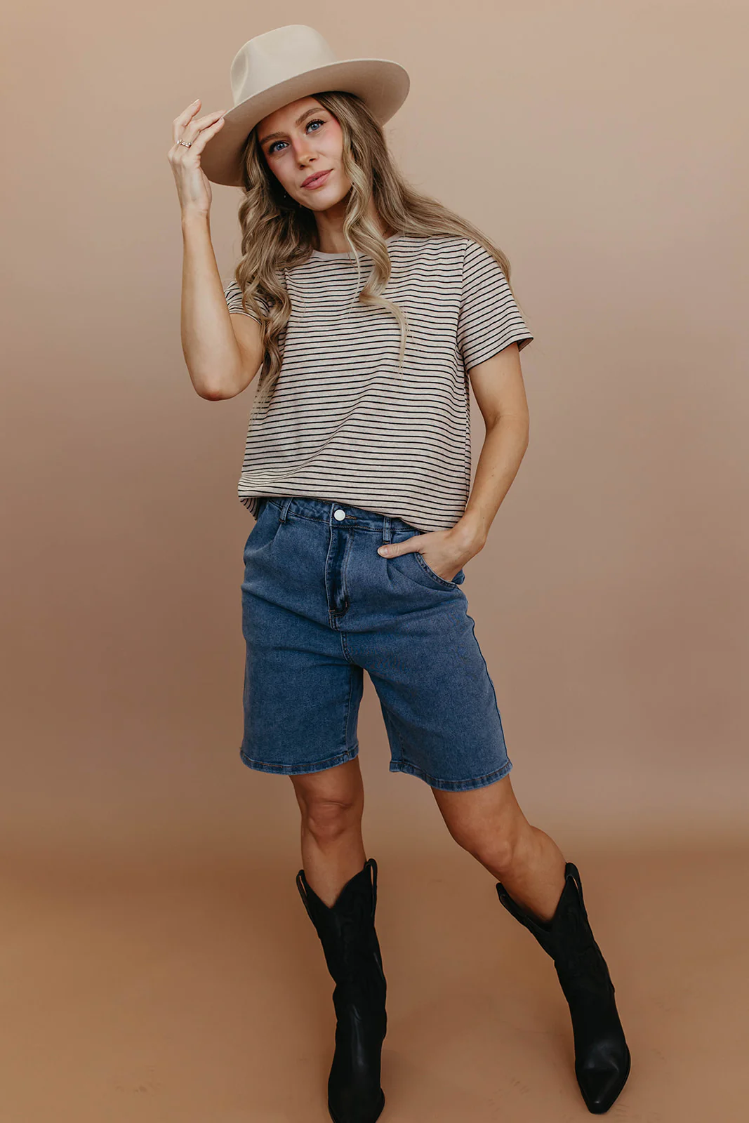 THE BRANDY HIGH-RISE BERMUDA DENIM SHORTS - Image 7