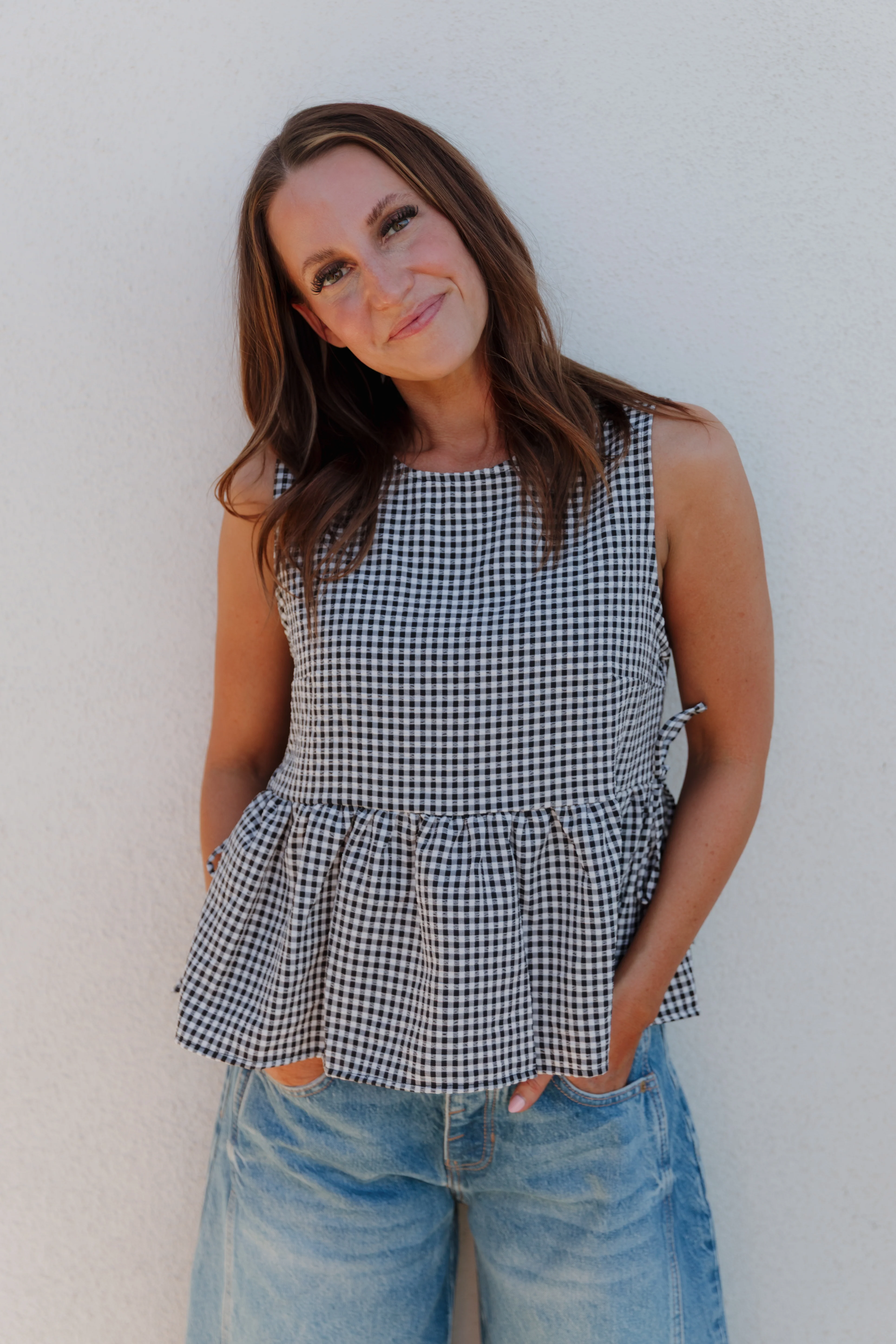 THE BROOKLYN GINGHAM TOP IN BLACK - Image 4