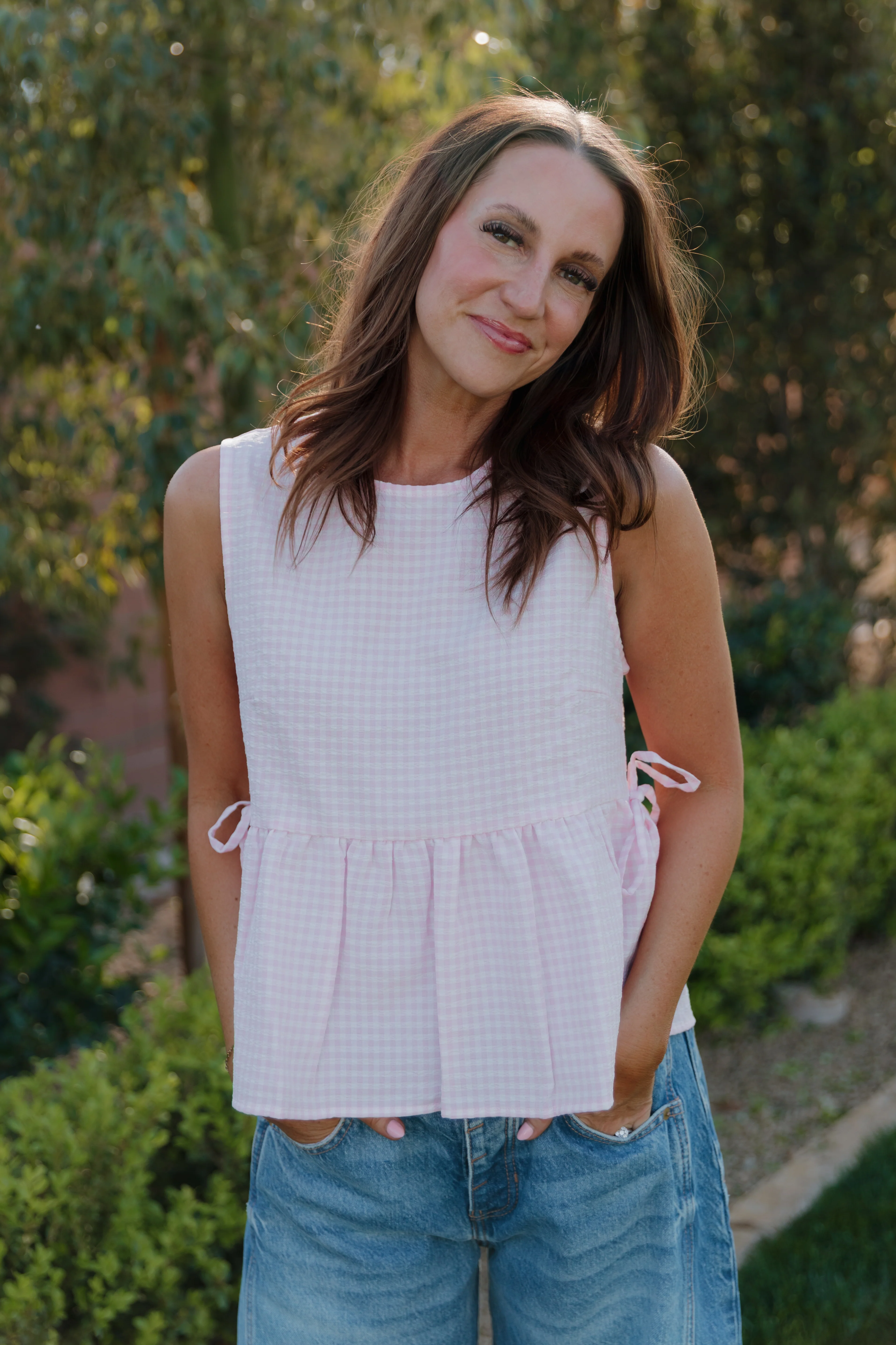 THE BROOKLYN GINGHAM TOP IN PINK