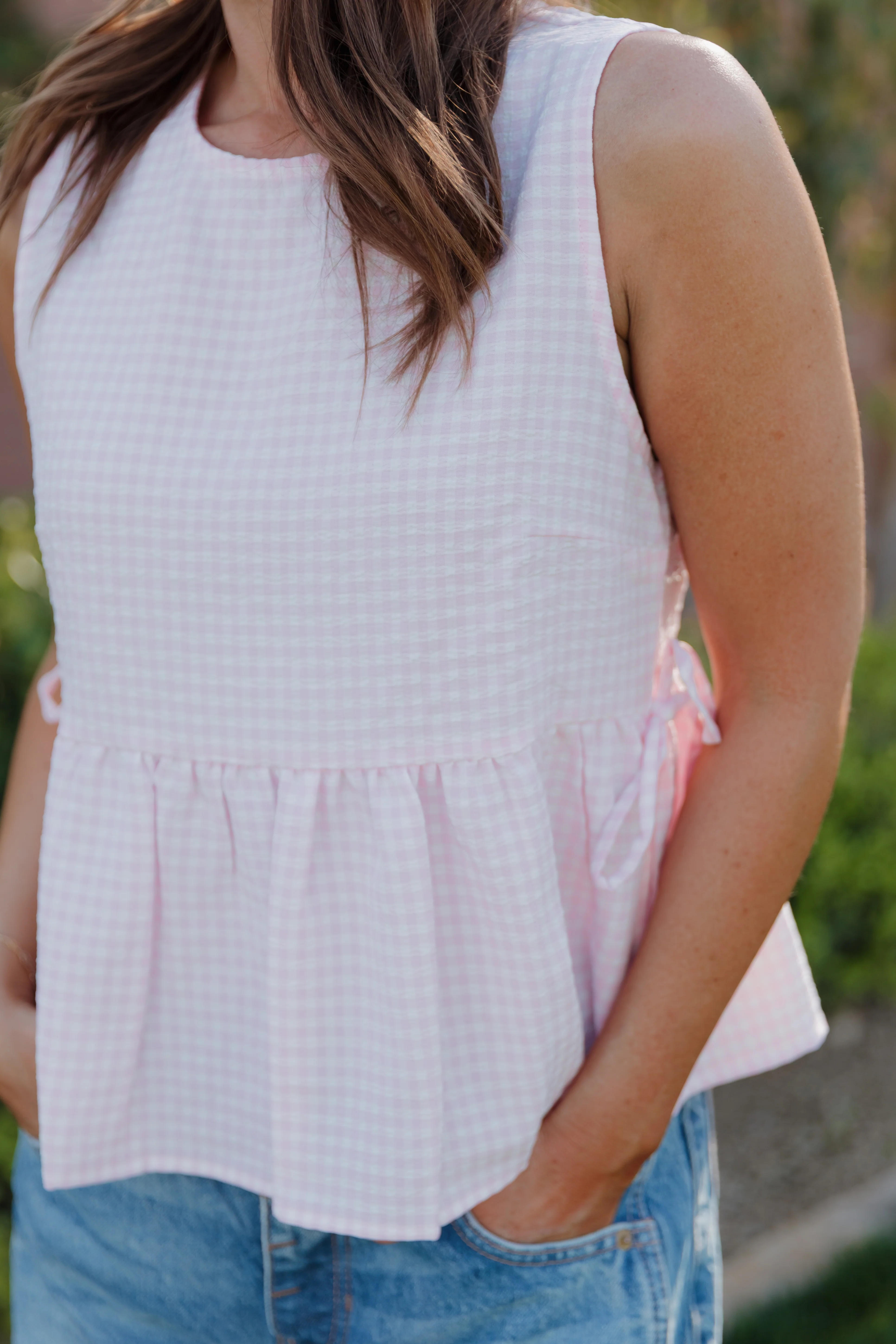 THE BROOKLYN GINGHAM TOP IN PINK - Image 2