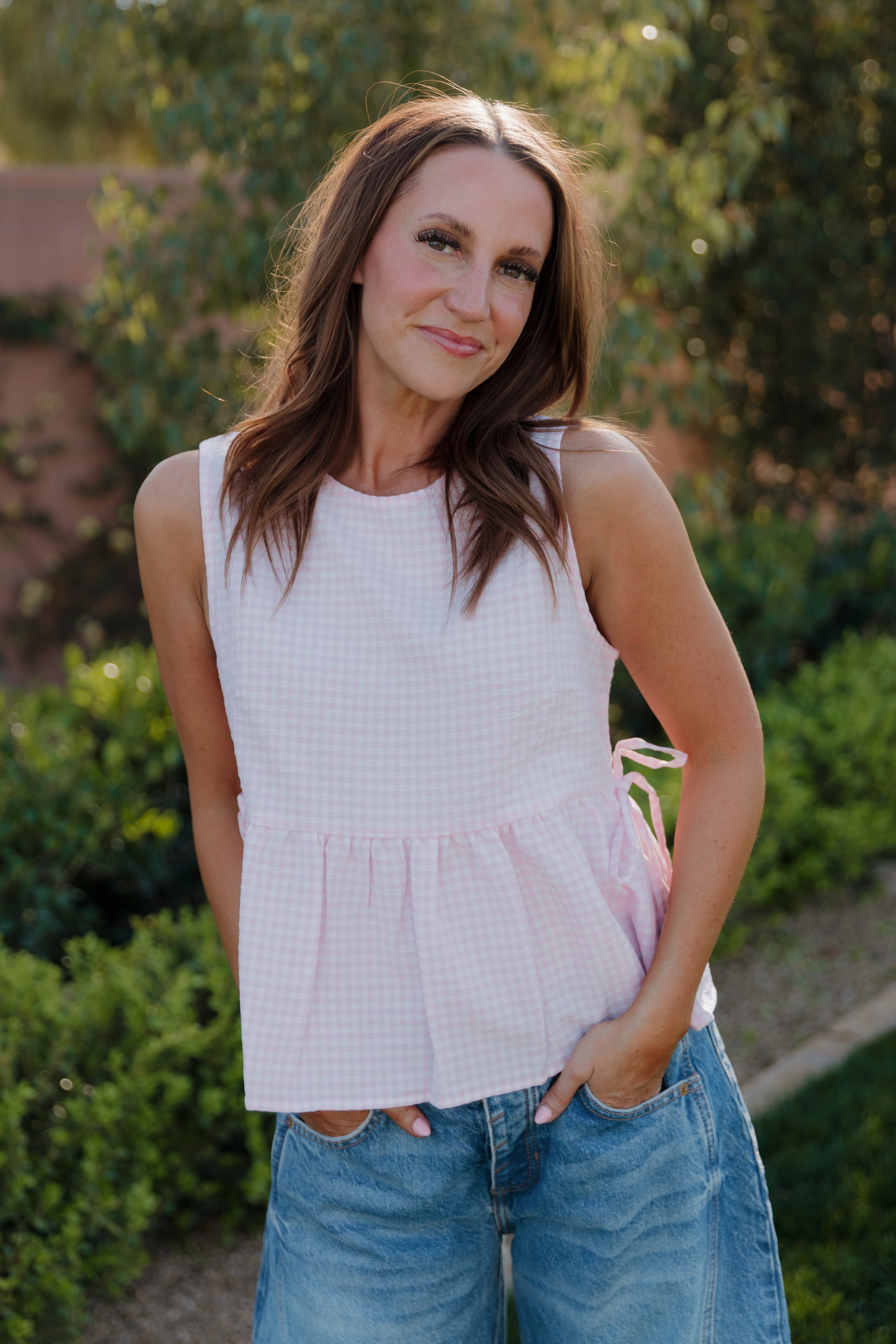 THE BROOKLYN GINGHAM TOP IN PINK - Image 3