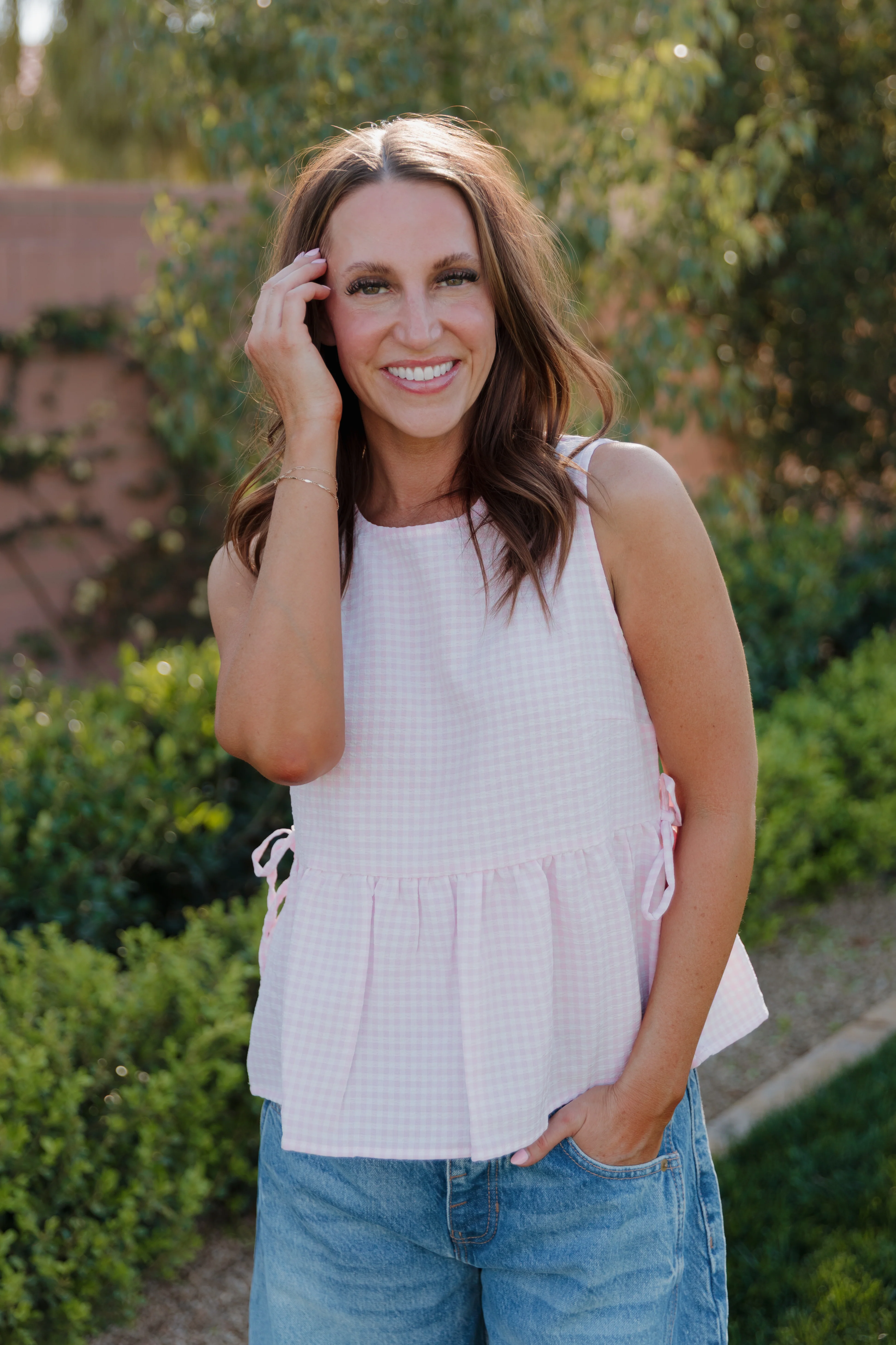 THE BROOKLYN GINGHAM TOP IN PINK - Image 4