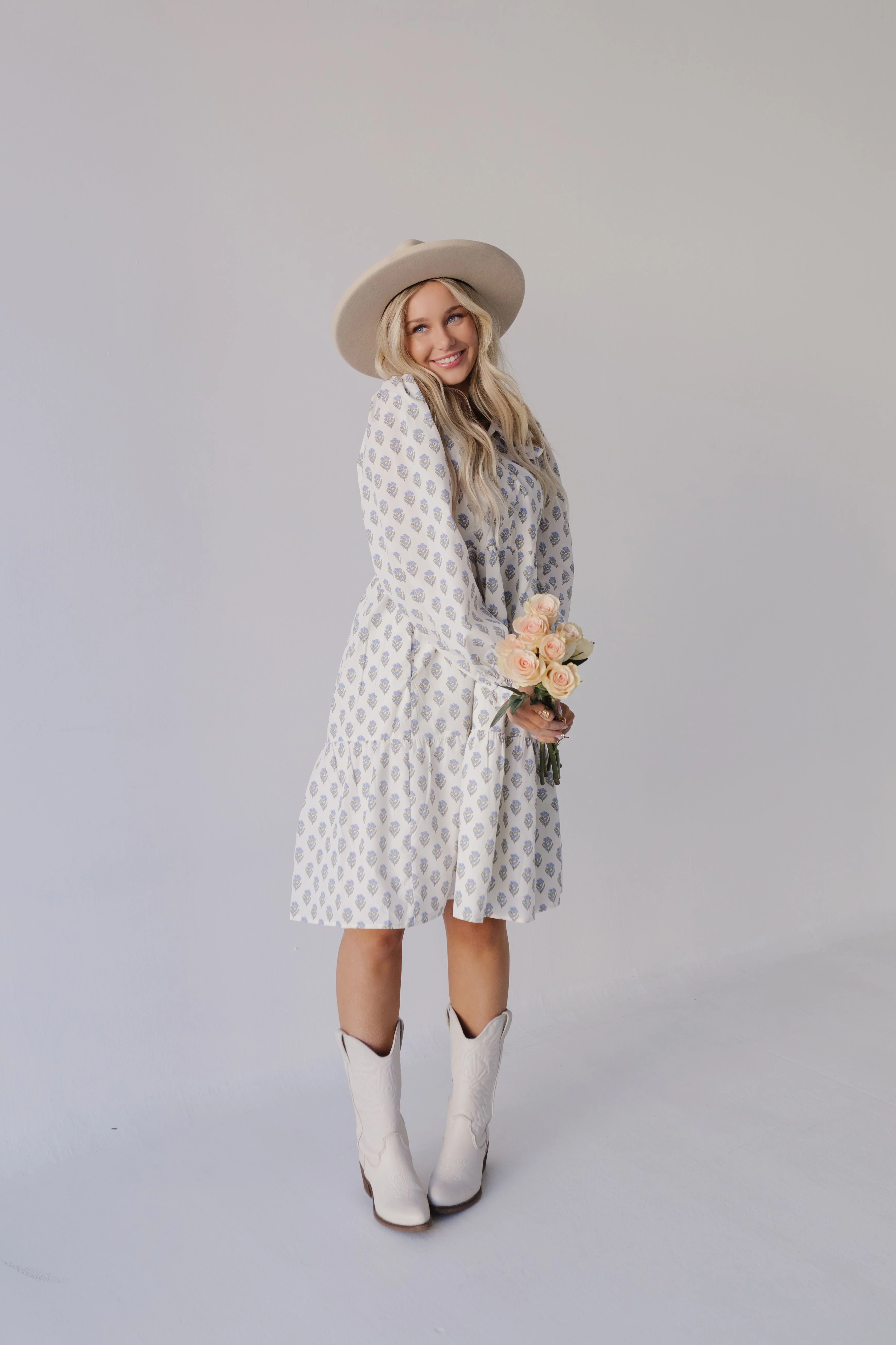 THE BROOKS FLORAL MIDI DRESS IN BLUE - Image 6