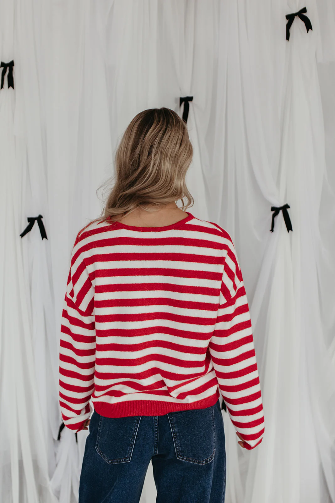 THE CALLIE STRIPED CARDIGAN IN RED - Image 6
