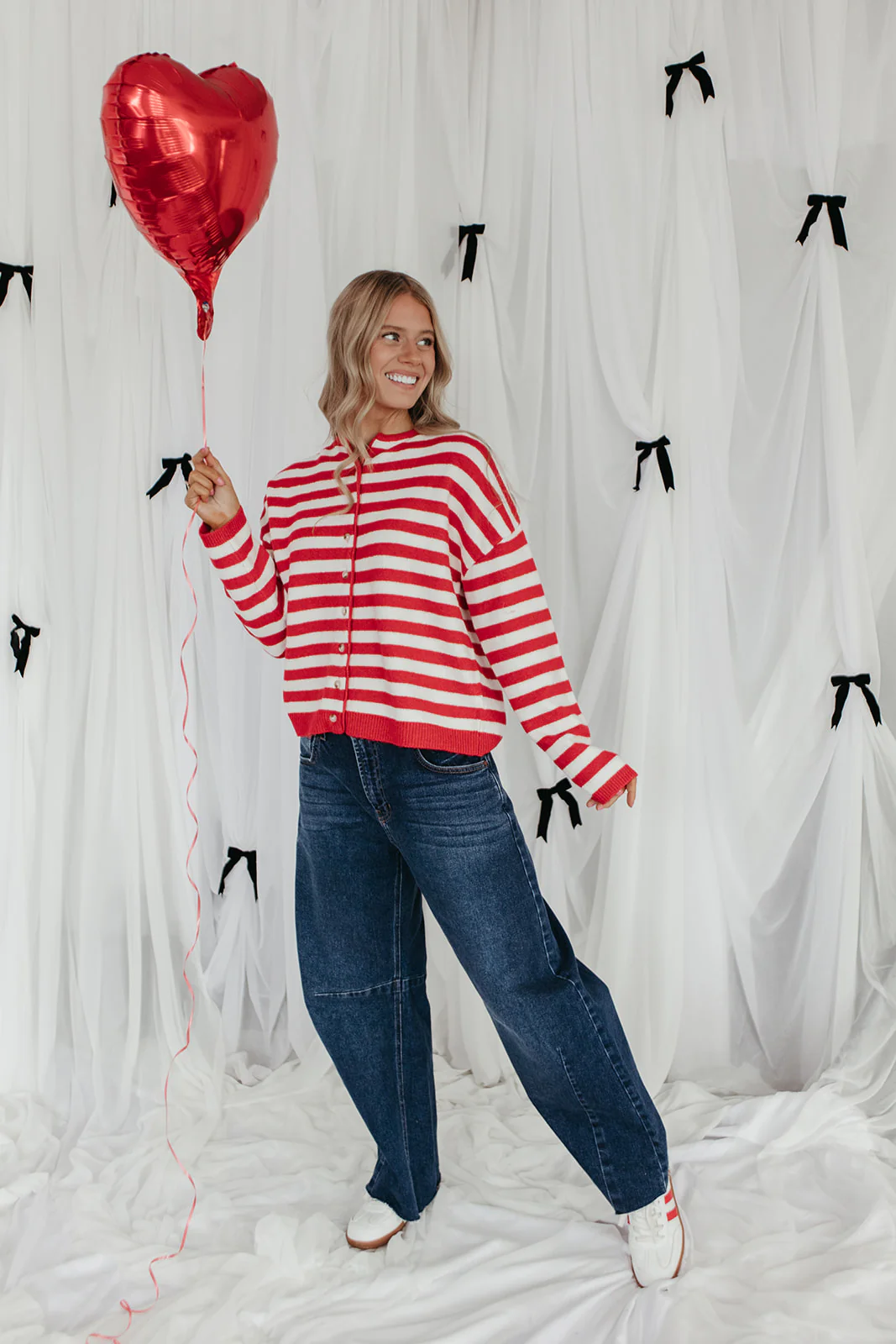 THE CALLIE STRIPED CARDIGAN IN RED - Image 7