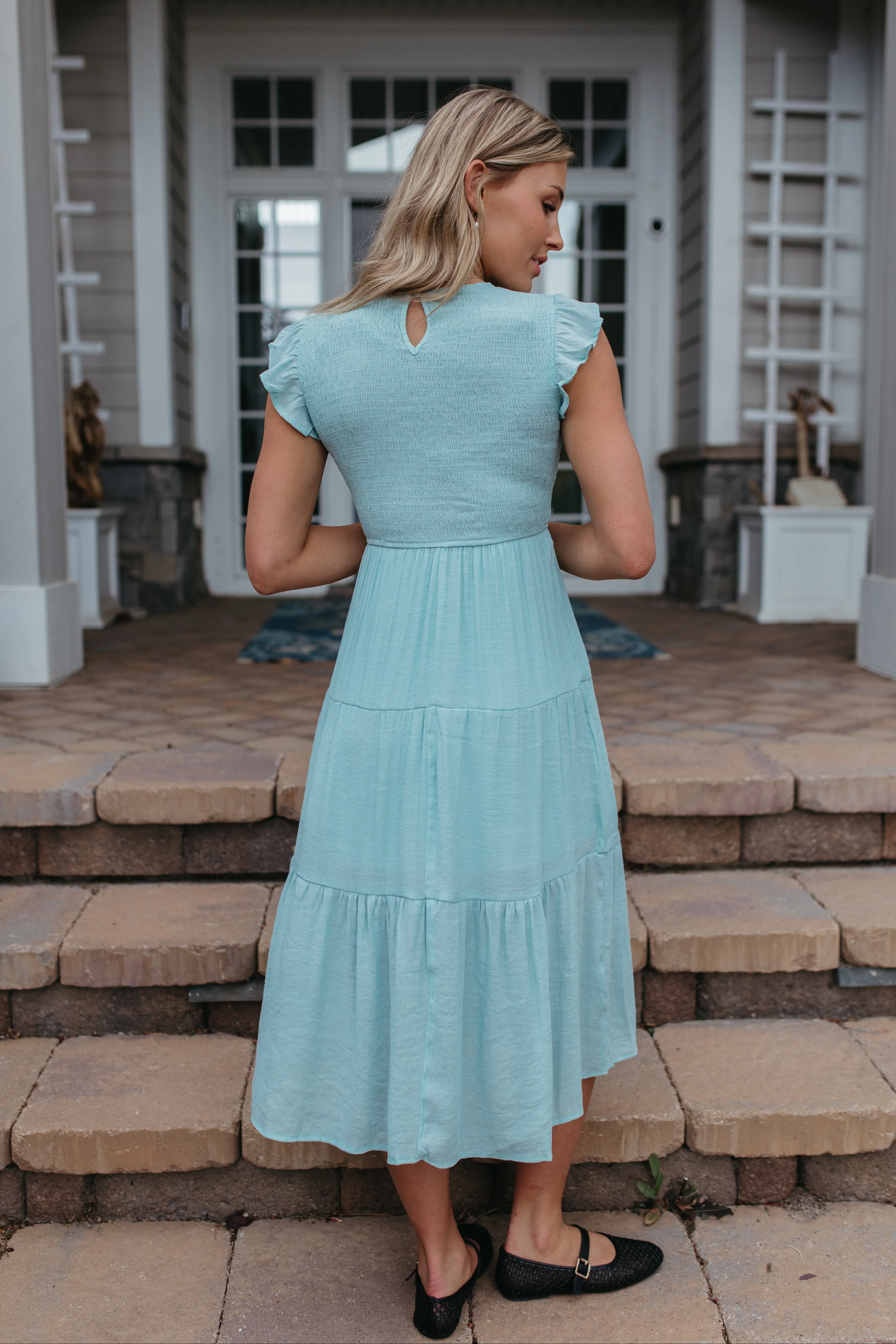 THE CAMILLE TIERED DRESS IN MINT GREEN - Image 4