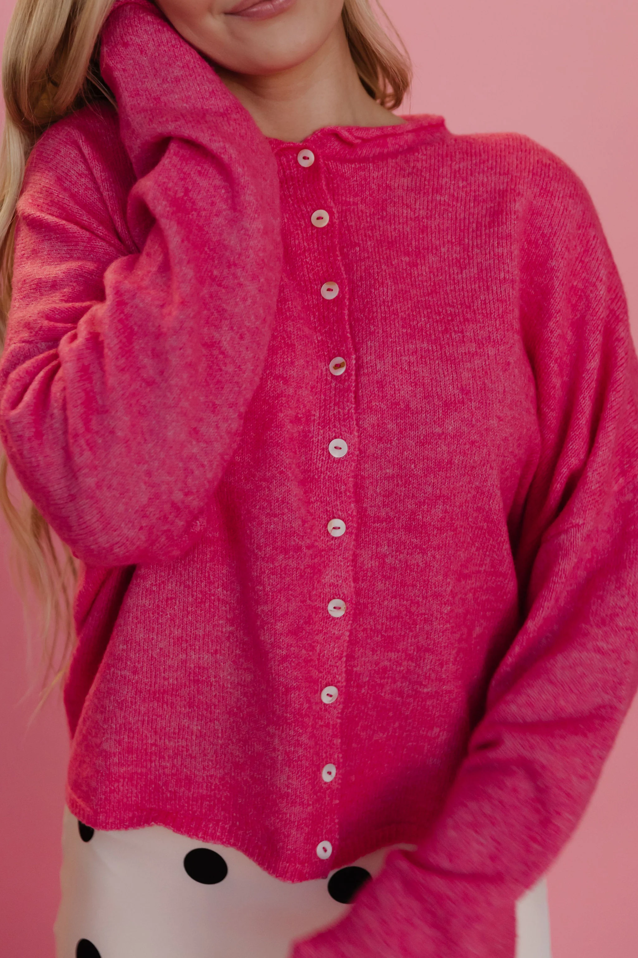 THE CAMPBELL CARDIGAN IN BUBBLEGUM - Image 4