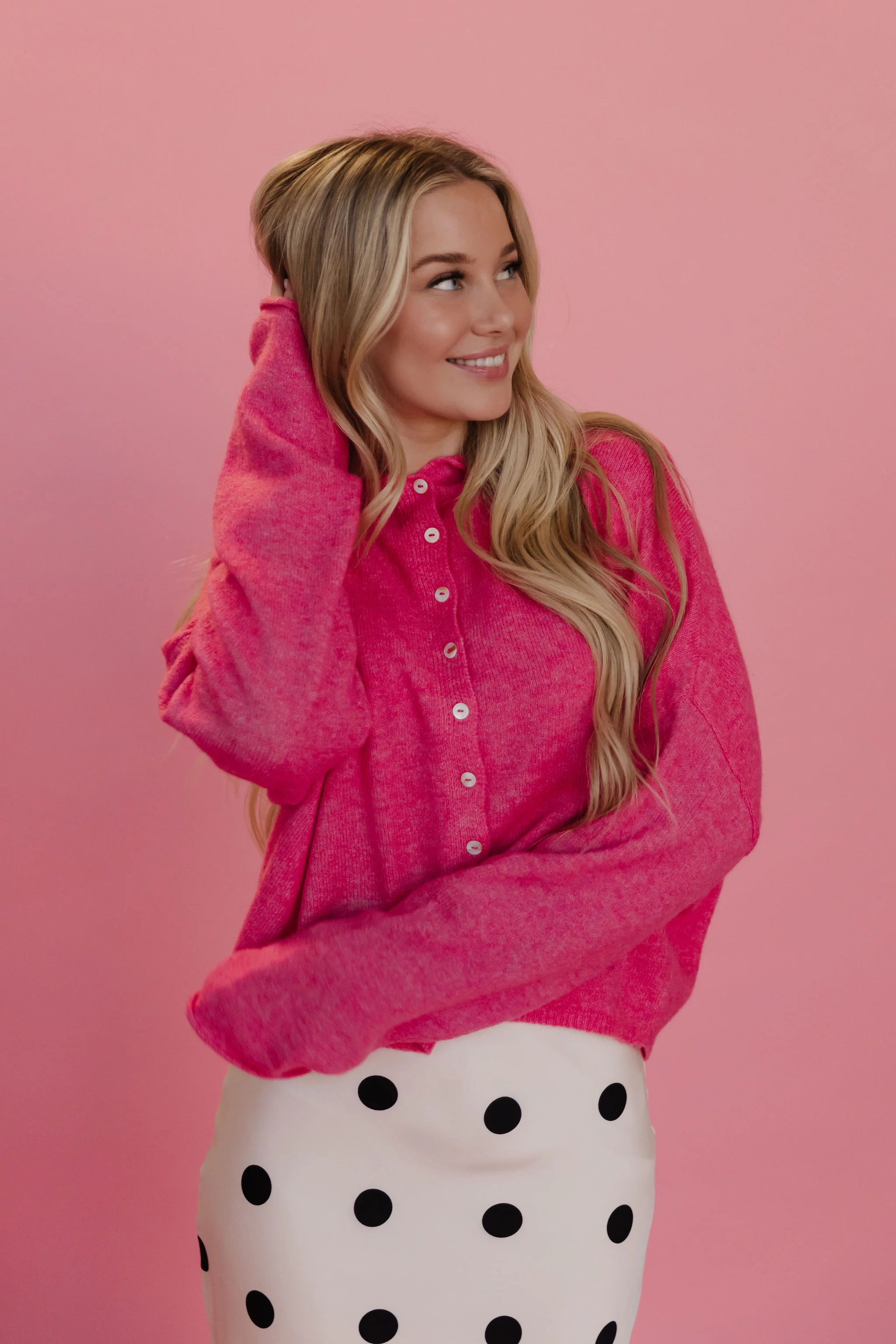 THE CAMPBELL CARDIGAN IN BUBBLEGUM - Image 5