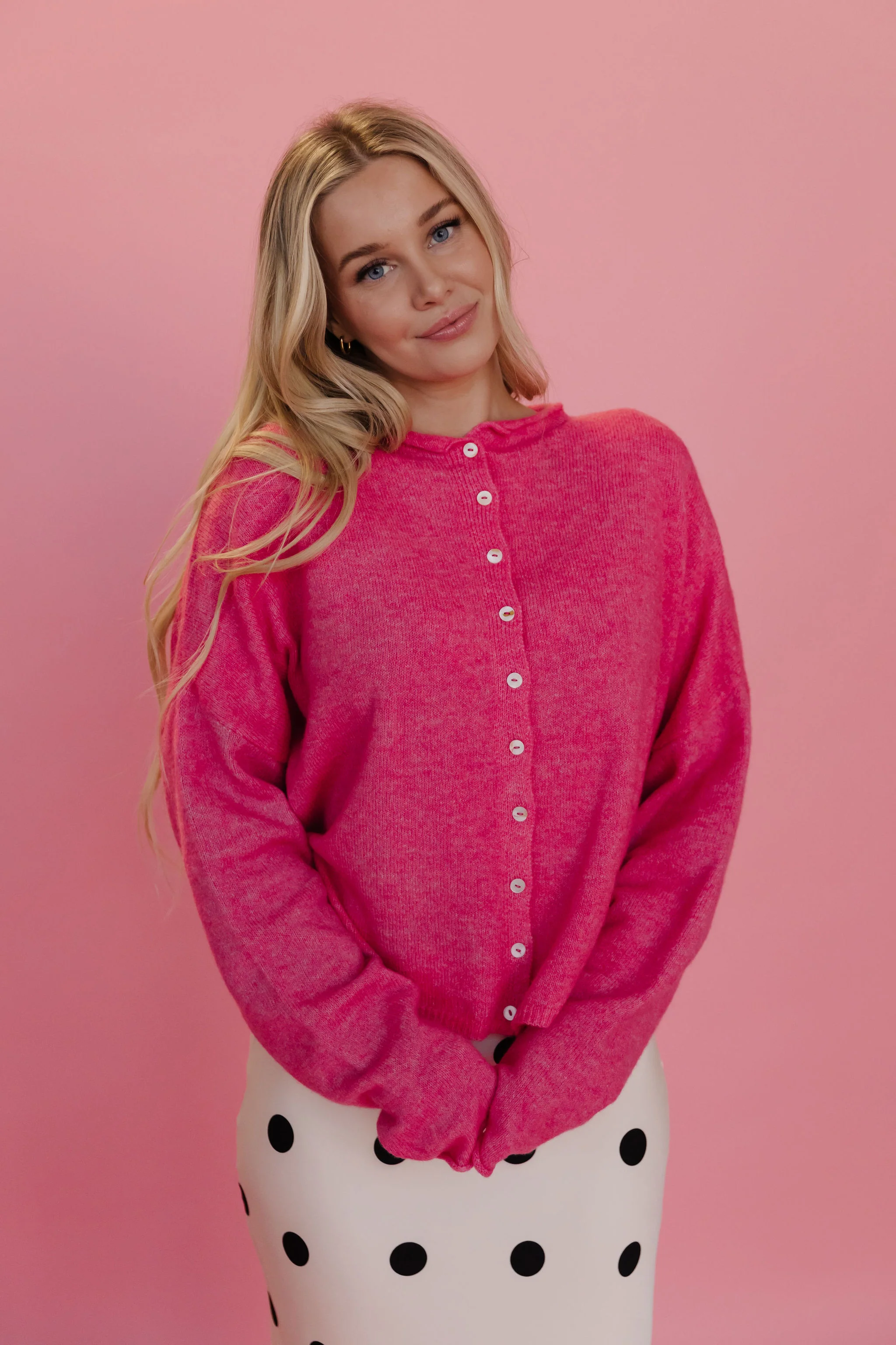 THE CAMPBELL CARDIGAN IN BUBBLEGUM - Image 8