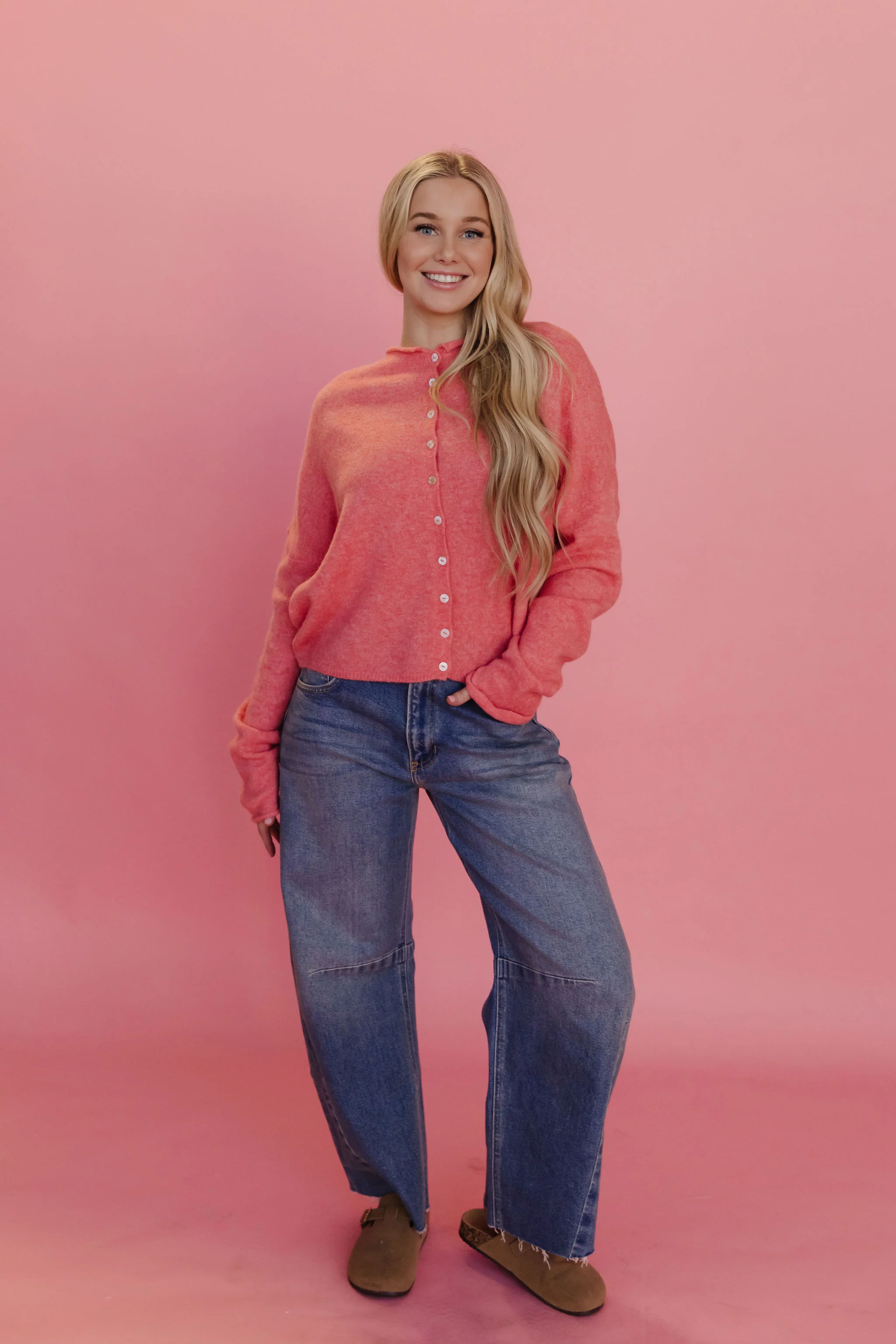 THE CAMPBELL CARDIGAN IN PEACH - Image 3