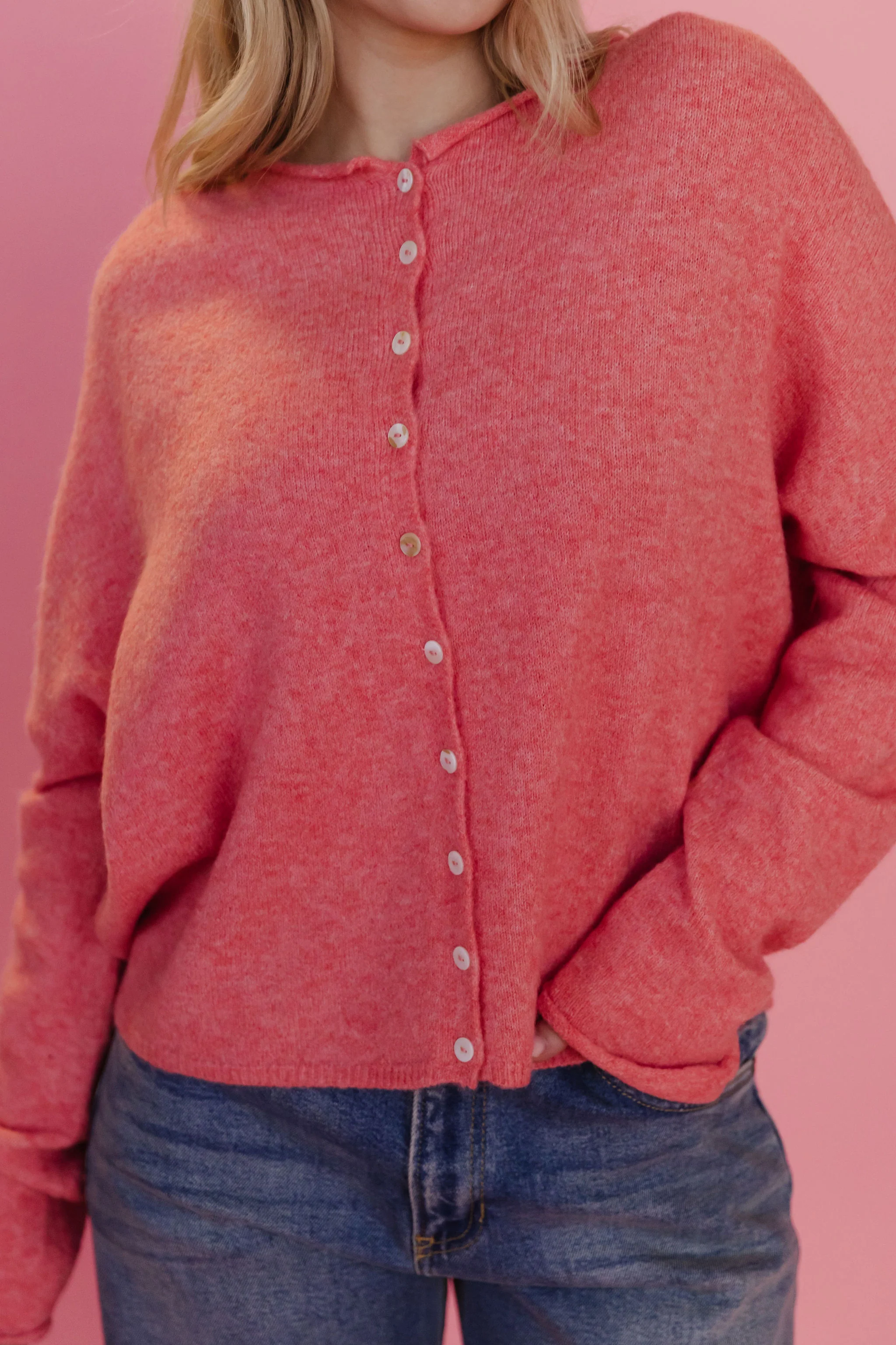 THE CAMPBELL CARDIGAN IN PEACH - Image 4